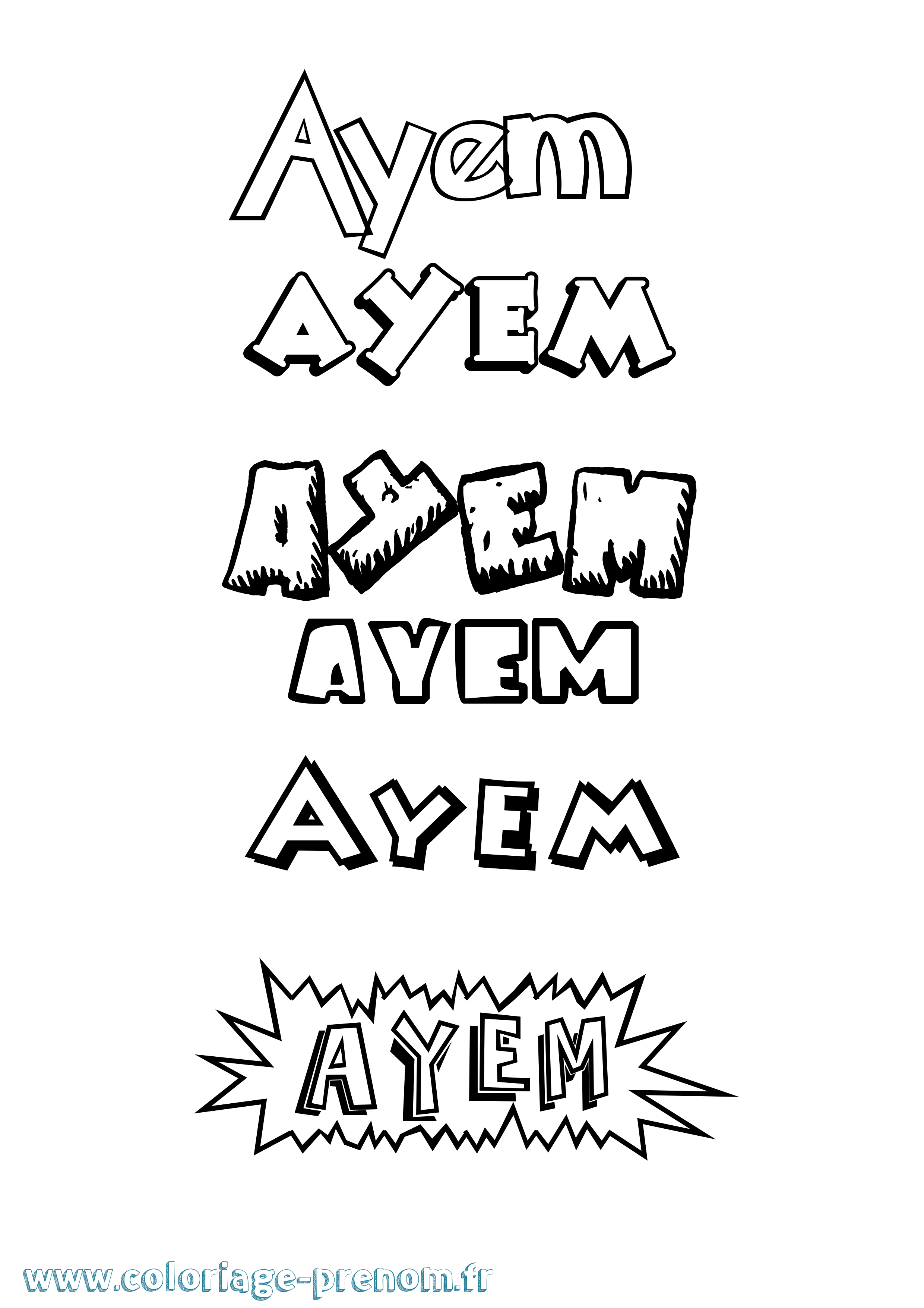 Coloriage prénom Ayem Dessin Animé