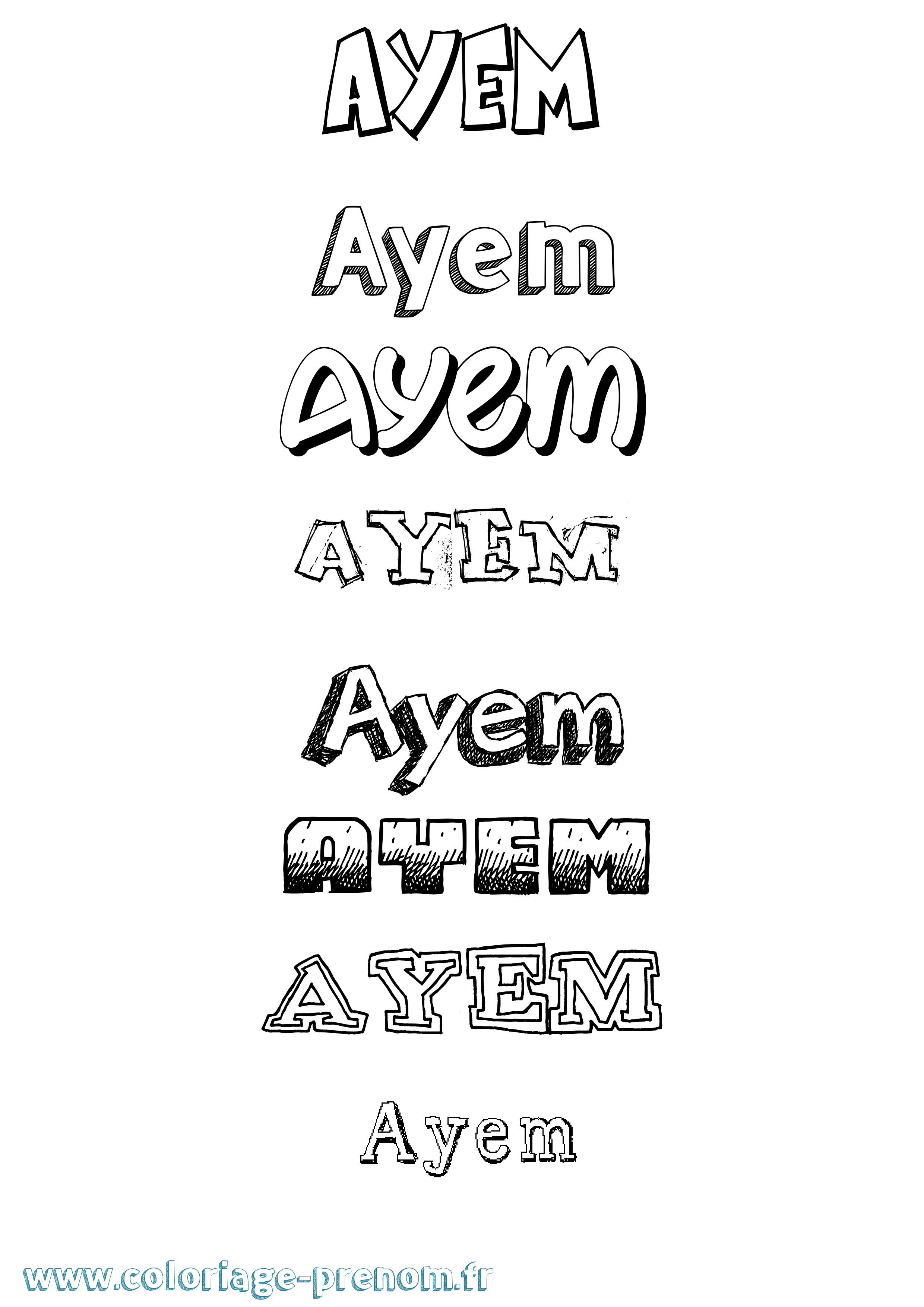 Coloriage prénom Ayem Dessiné