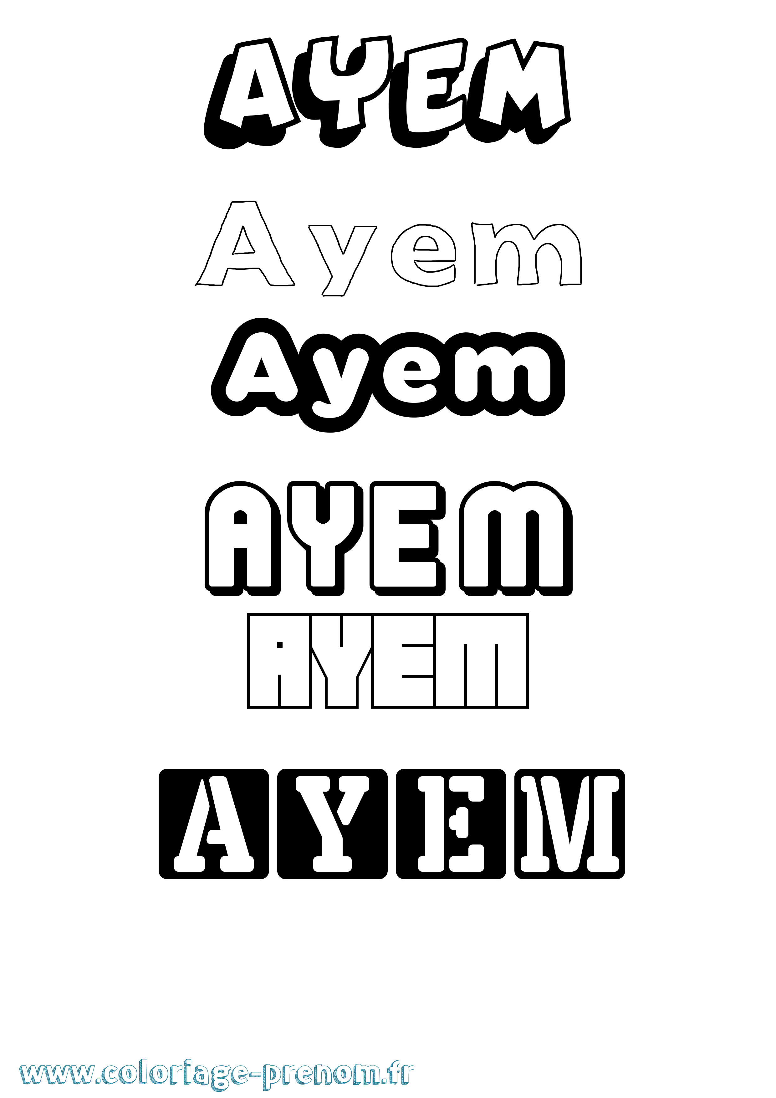 Coloriage prénom Ayem Simple