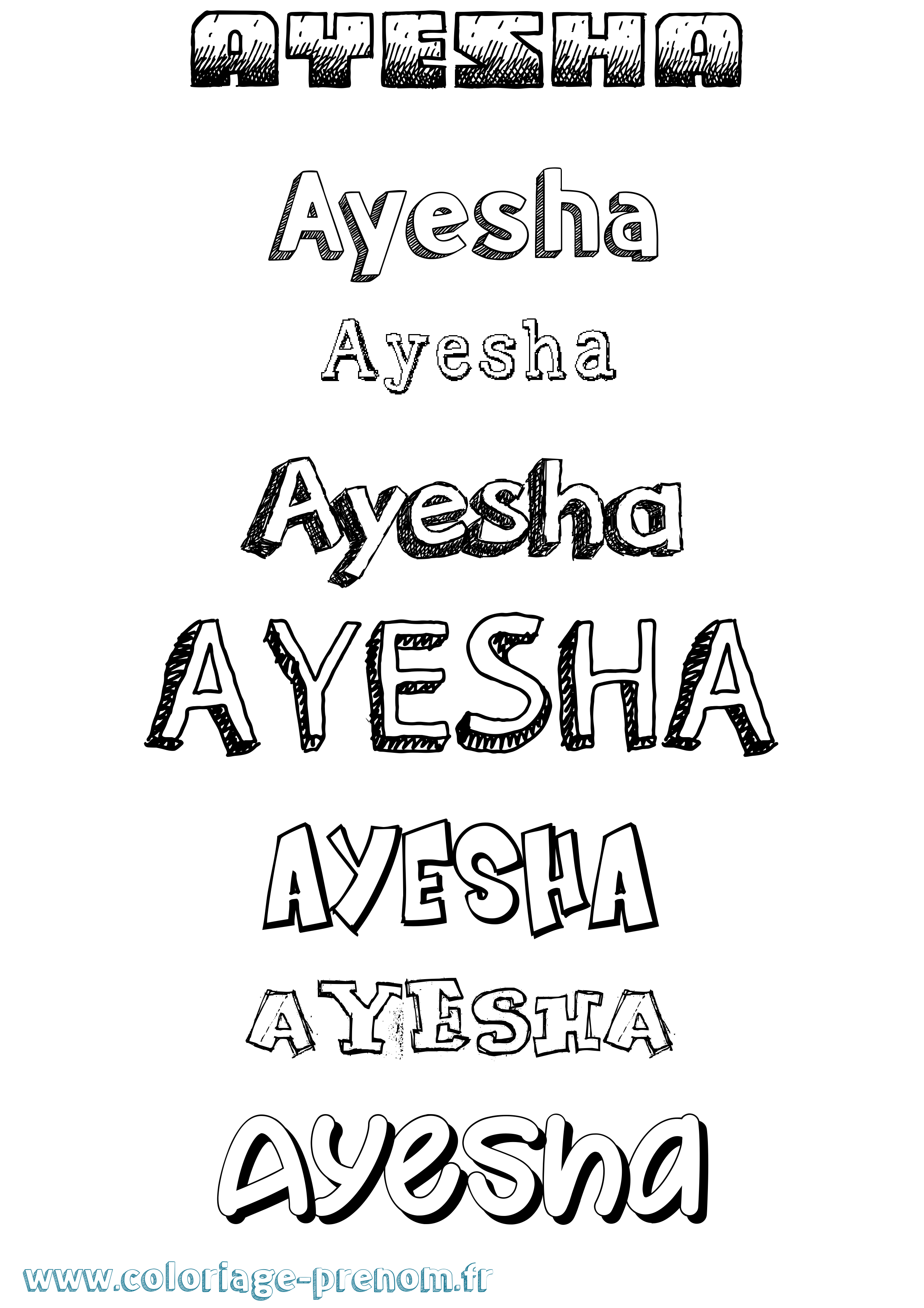 Coloriage prénom Ayesha Dessiné