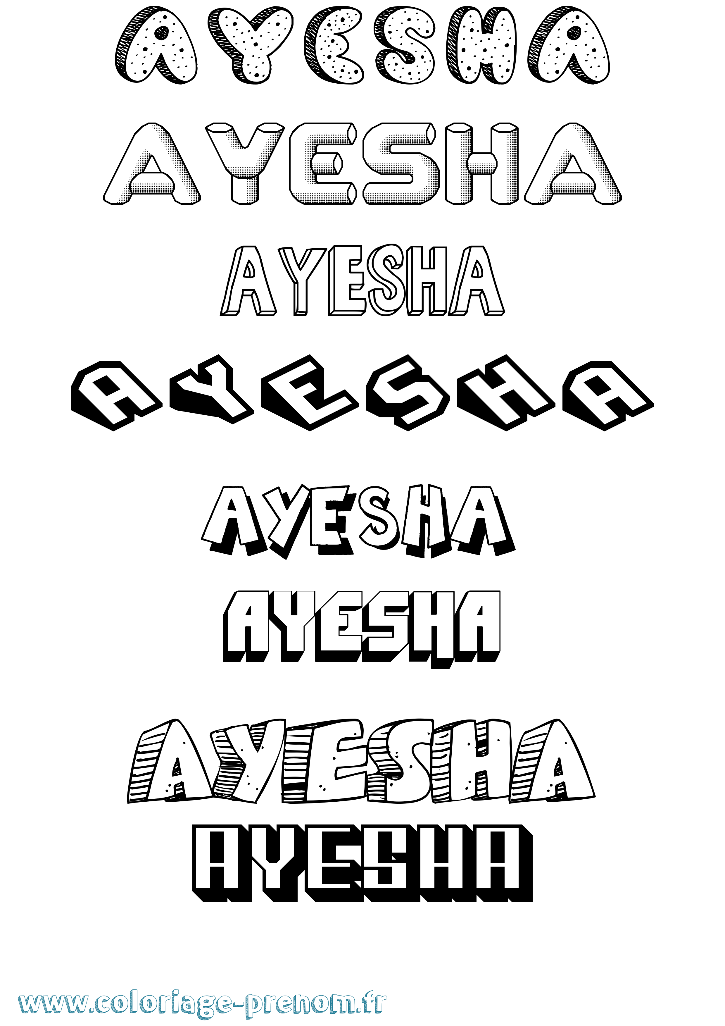 Coloriage prénom Ayesha Effet 3D