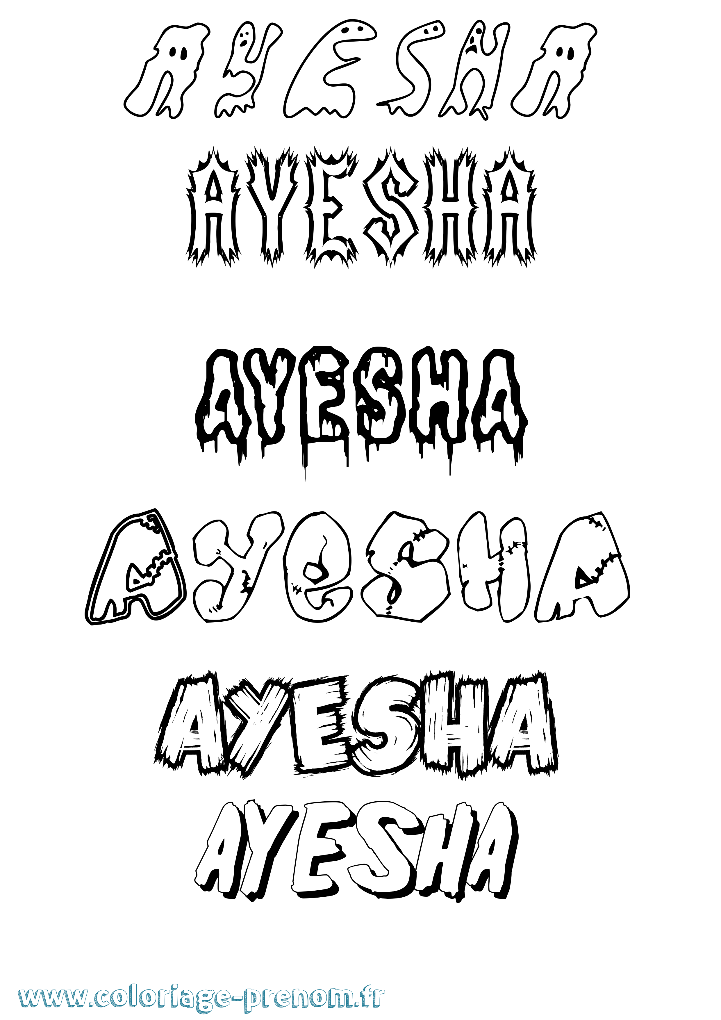 Coloriage prénom Ayesha Frisson
