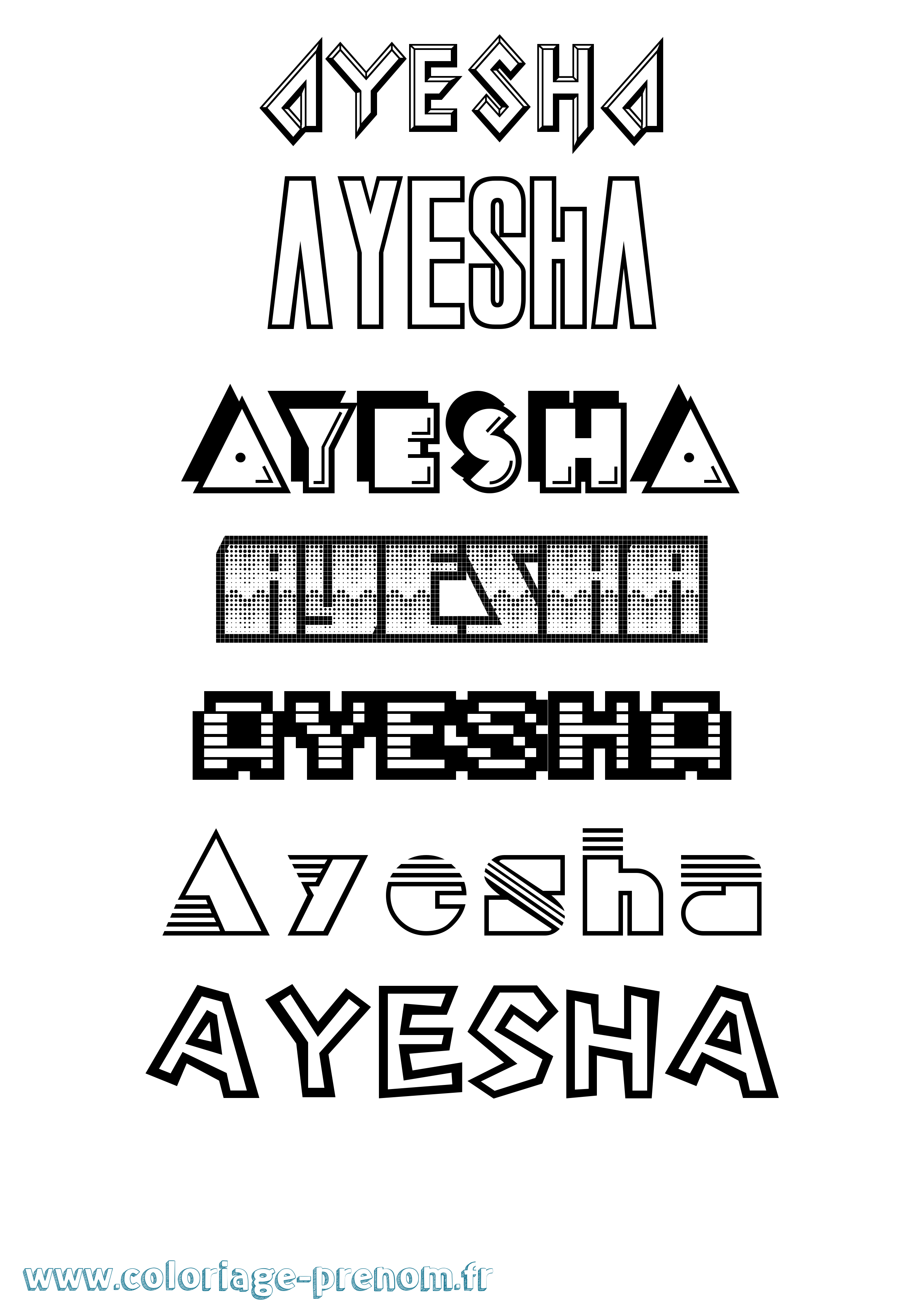 Coloriage prénom Ayesha Jeux Vidéos