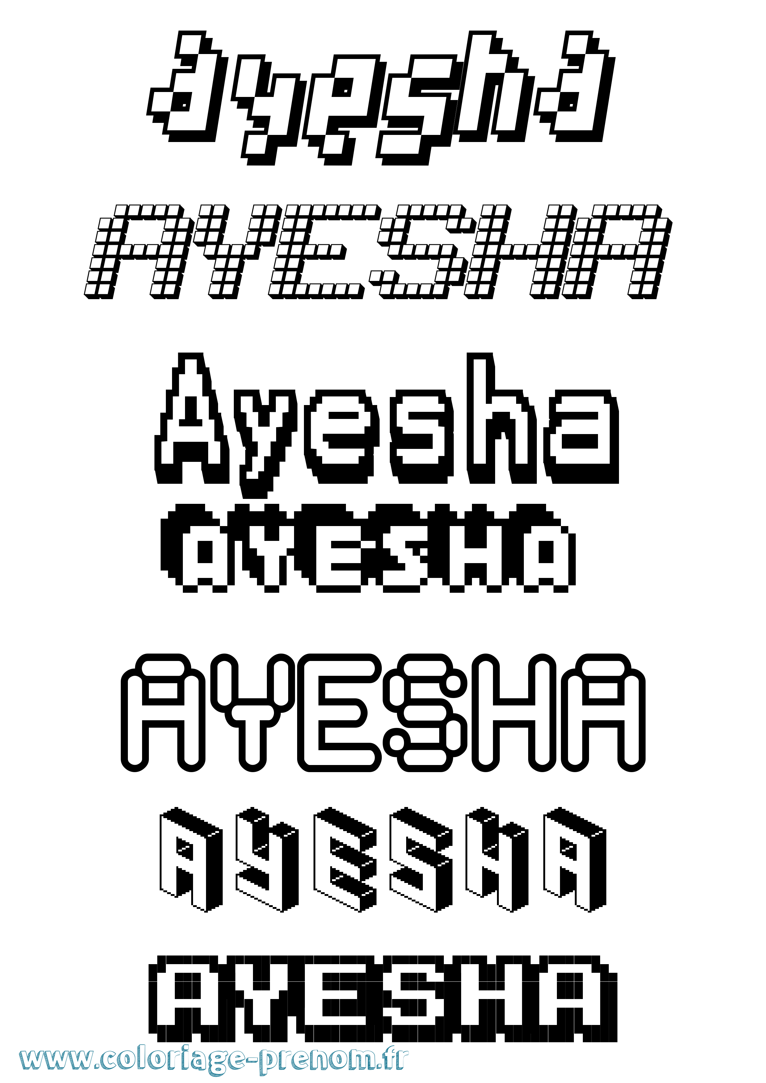 Coloriage prénom Ayesha Pixel