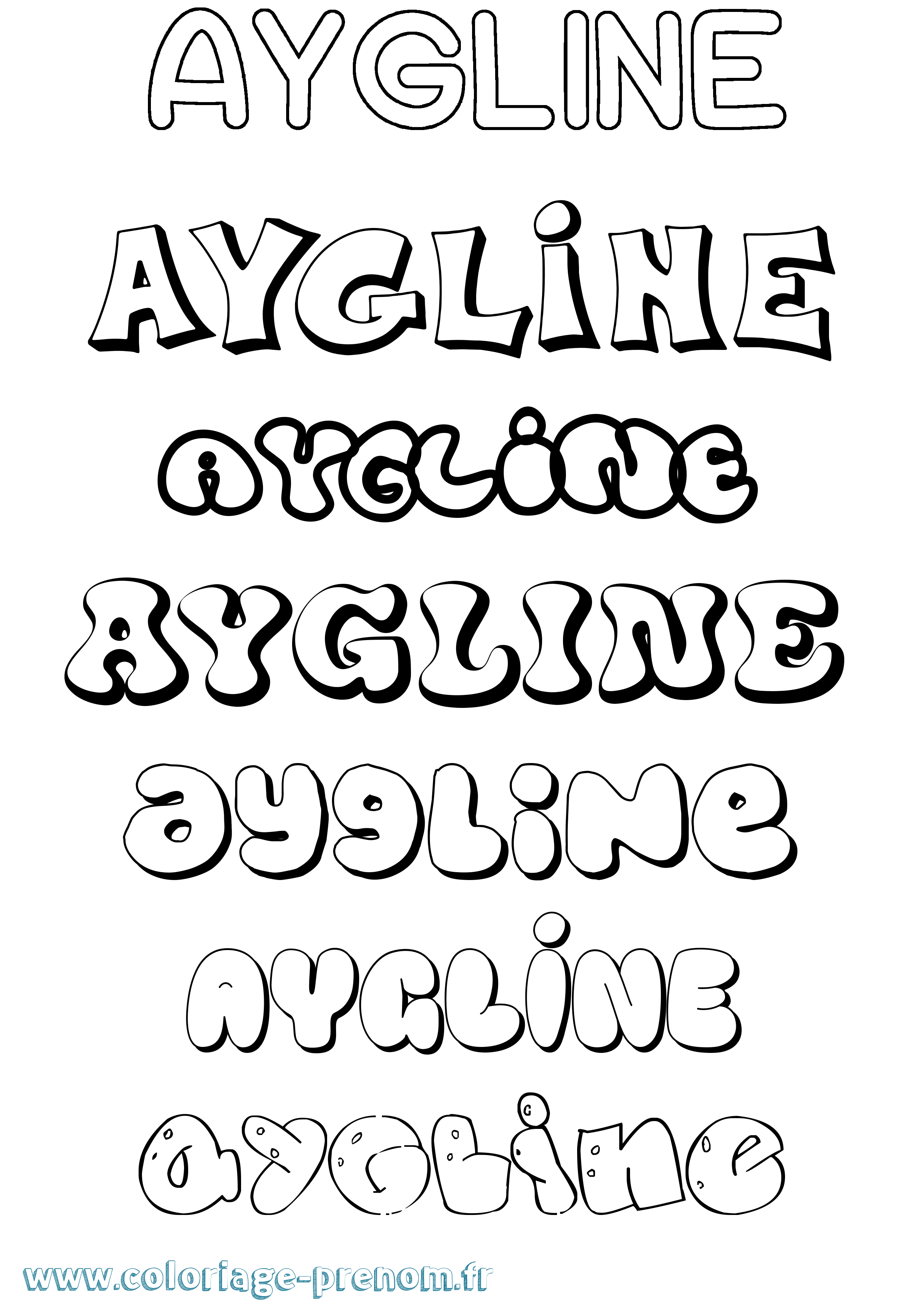 Coloriage prénom Aygline Bubble