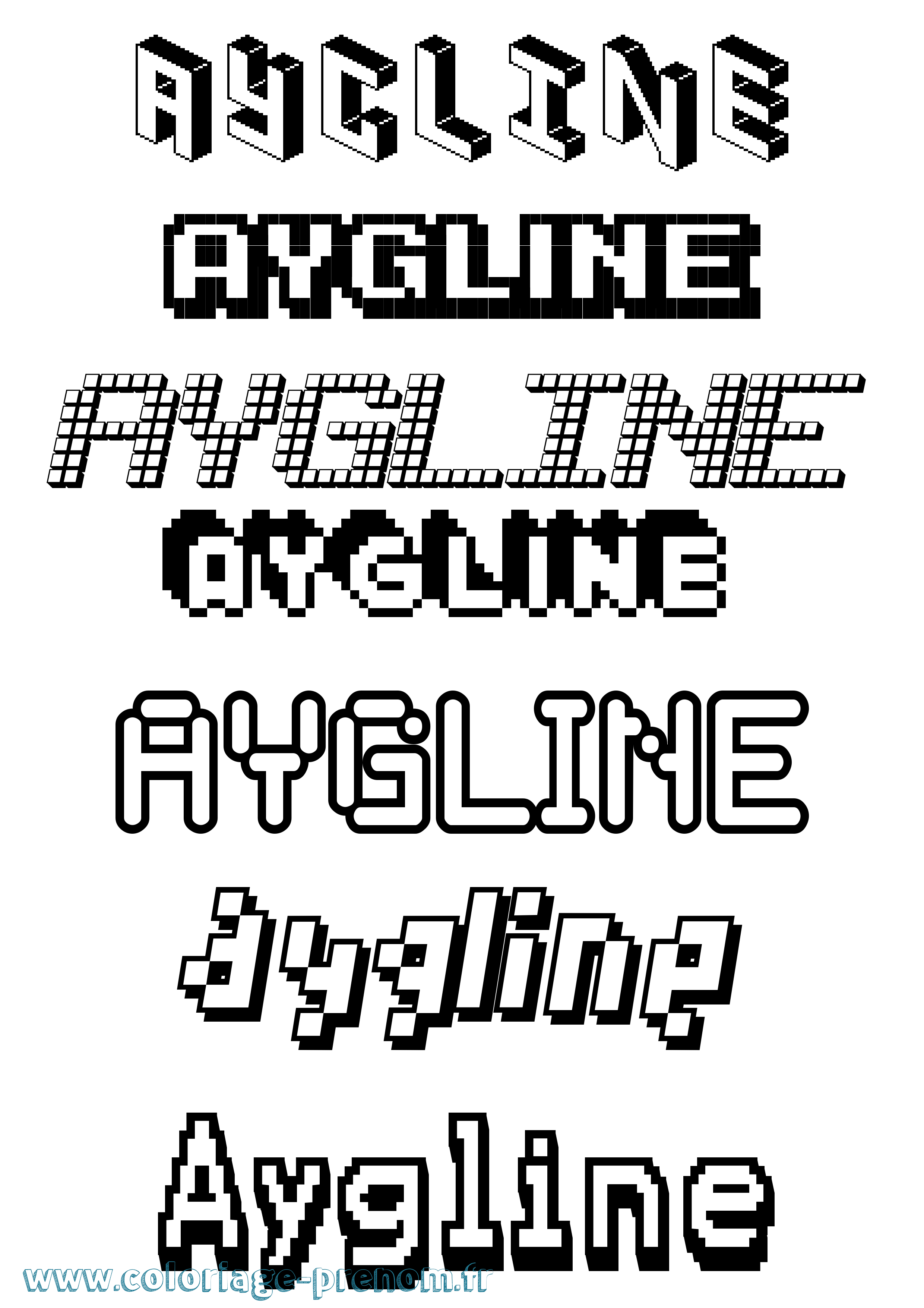 Coloriage prénom Aygline Pixel