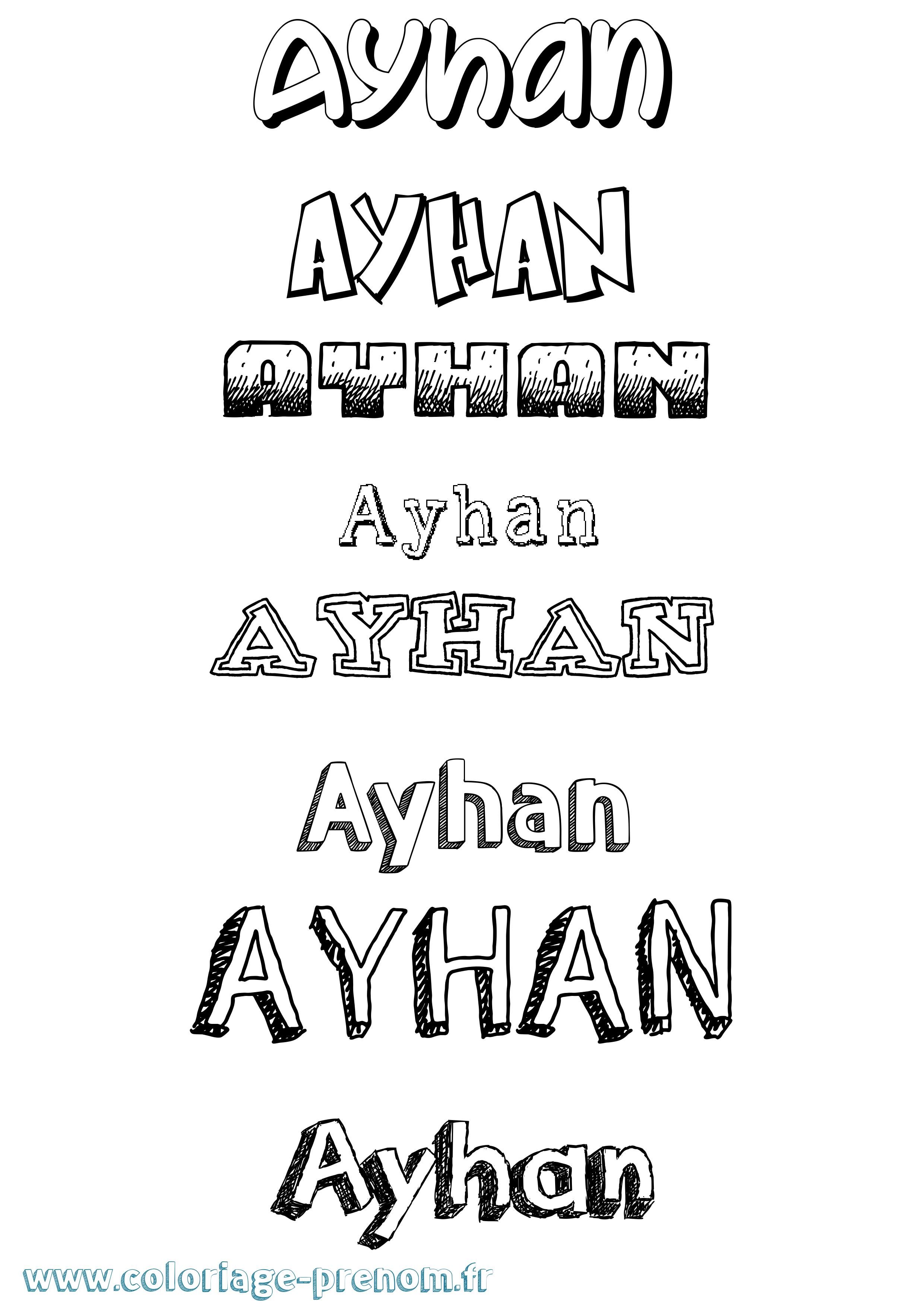 Coloriage prénom Ayhan Dessiné