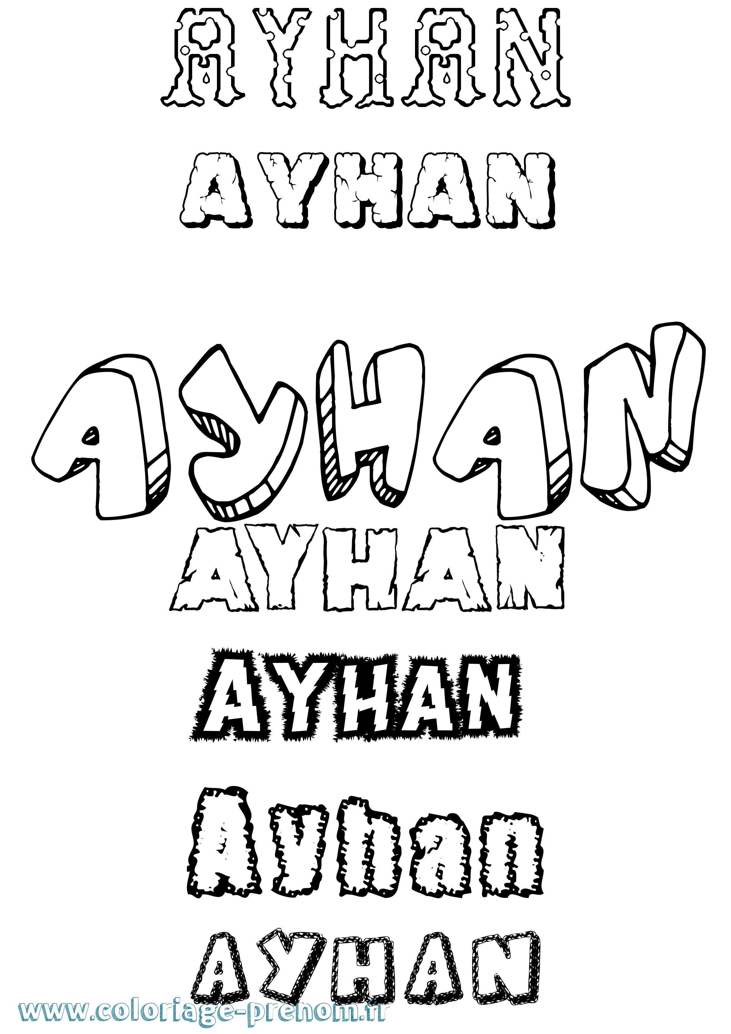 Coloriage prénom Ayhan Destructuré