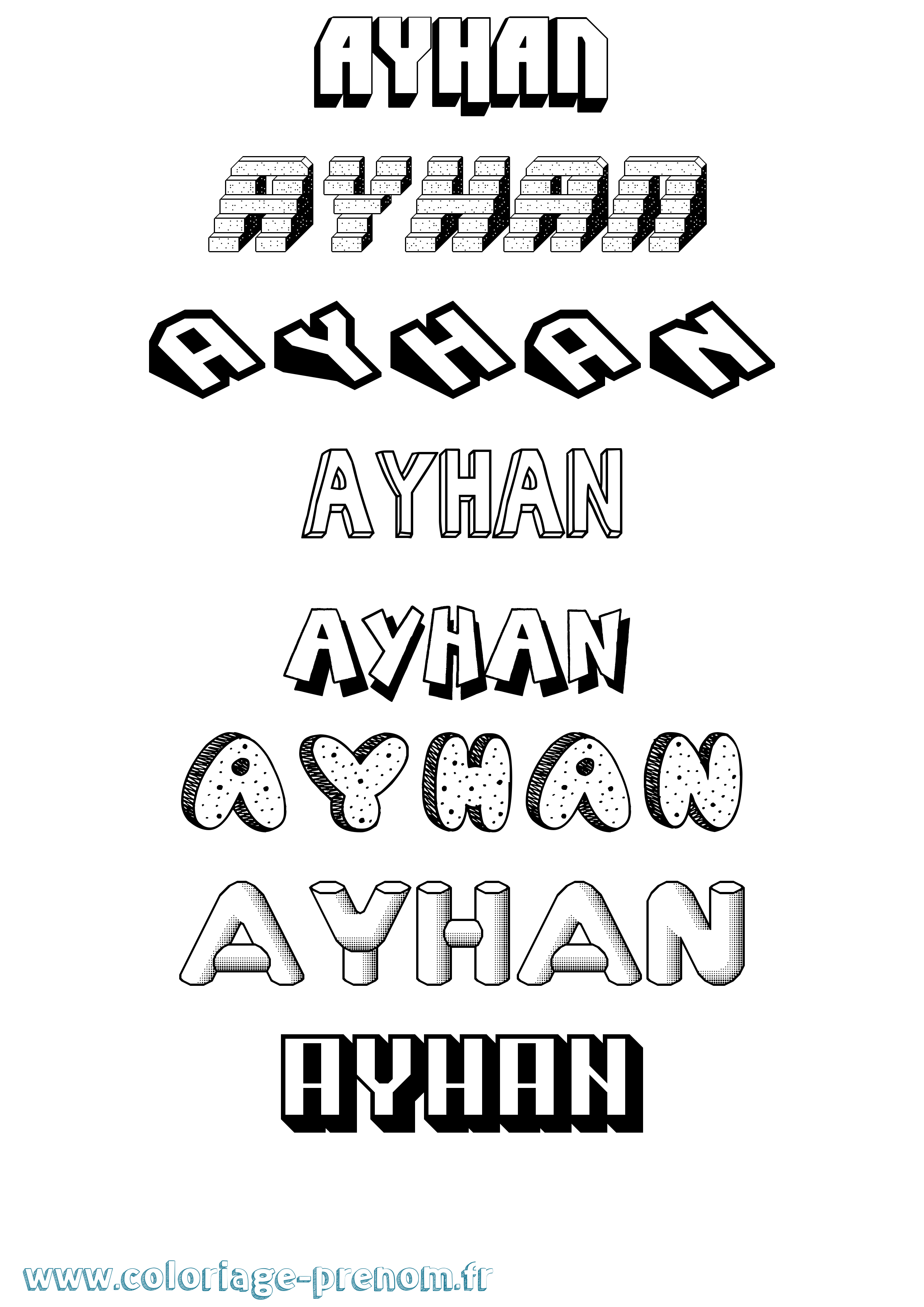 Coloriage prénom Ayhan Effet 3D