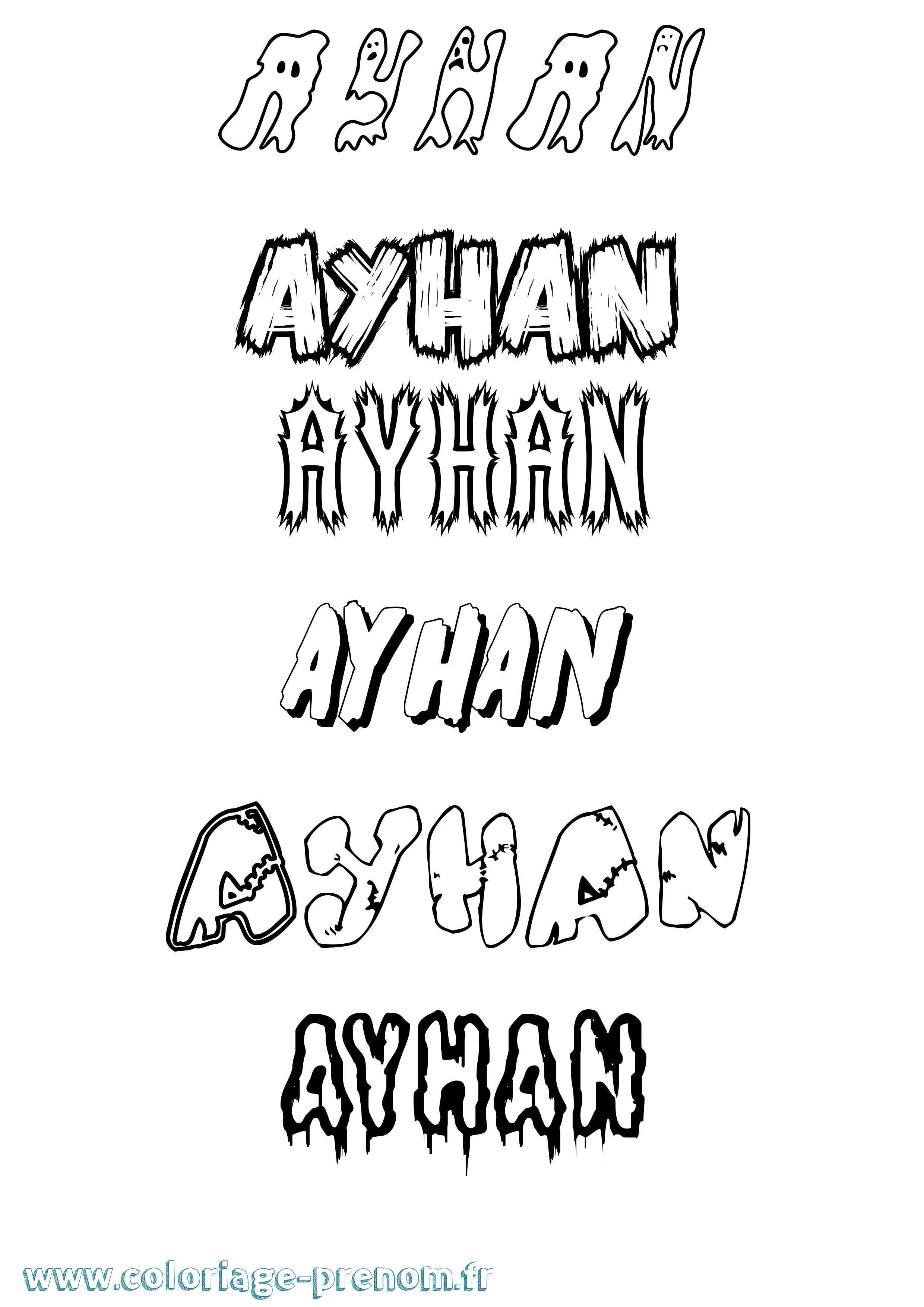 Coloriage prénom Ayhan Frisson