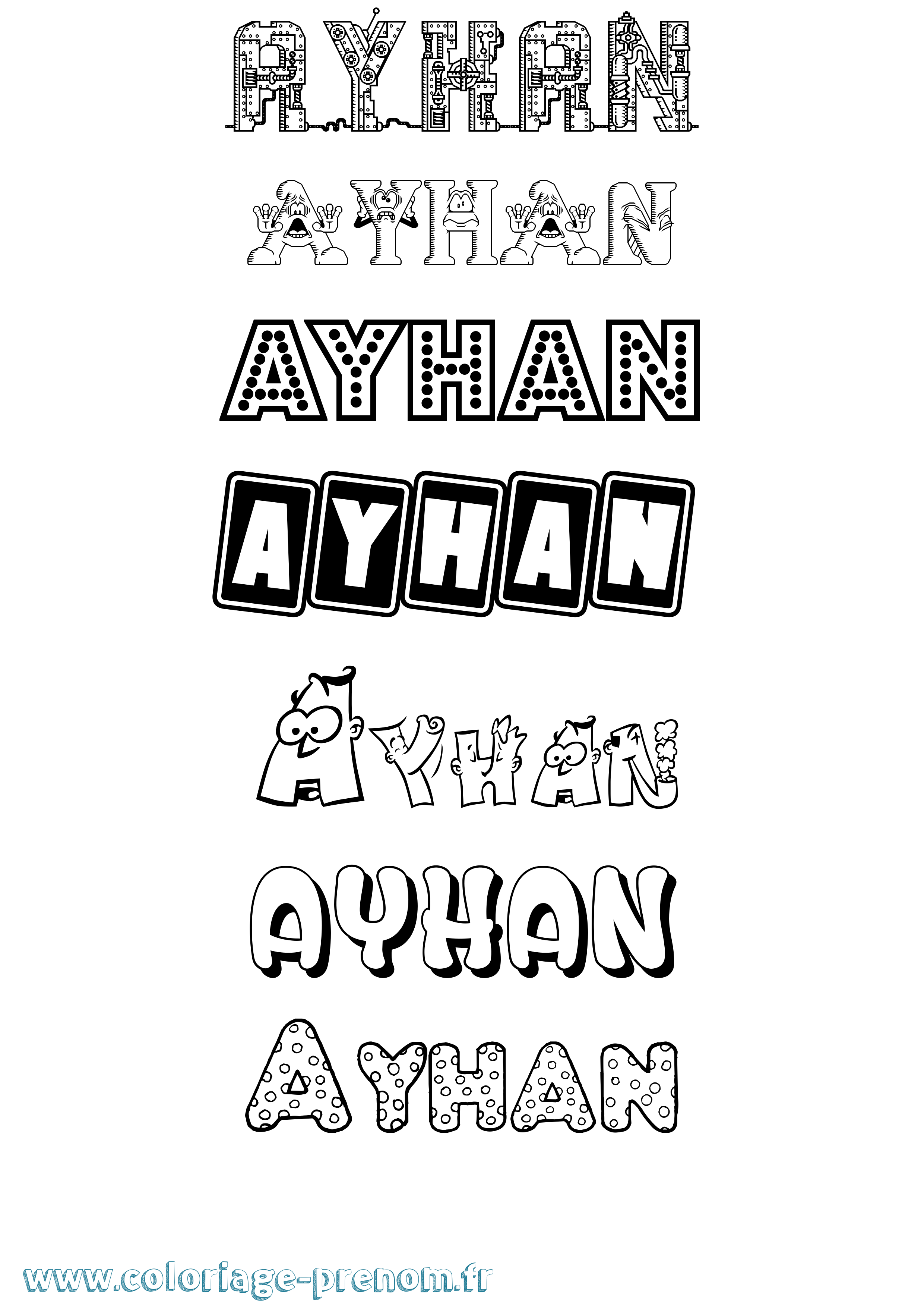 Coloriage prénom Ayhan Fun