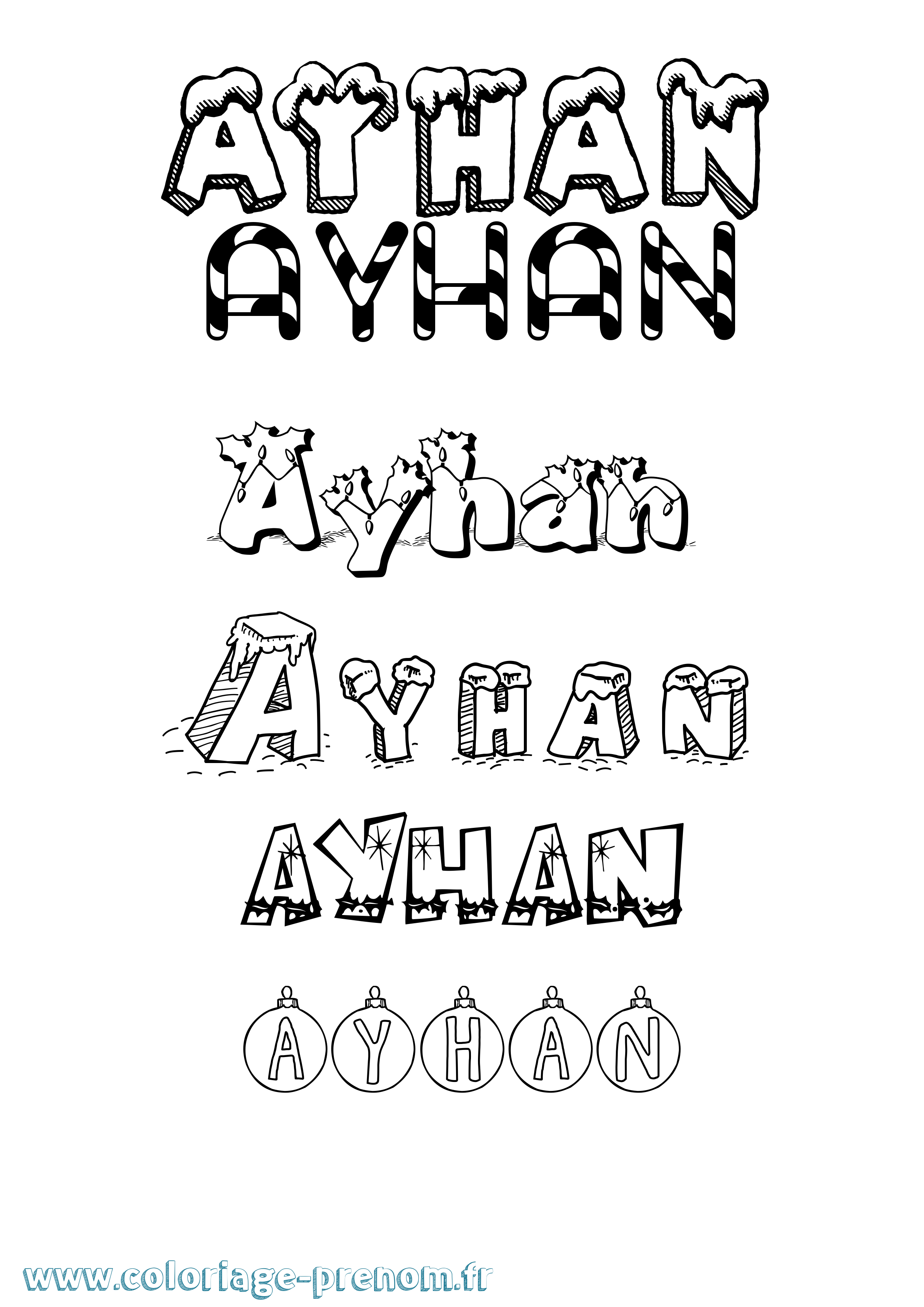 Coloriage prénom Ayhan Noël
