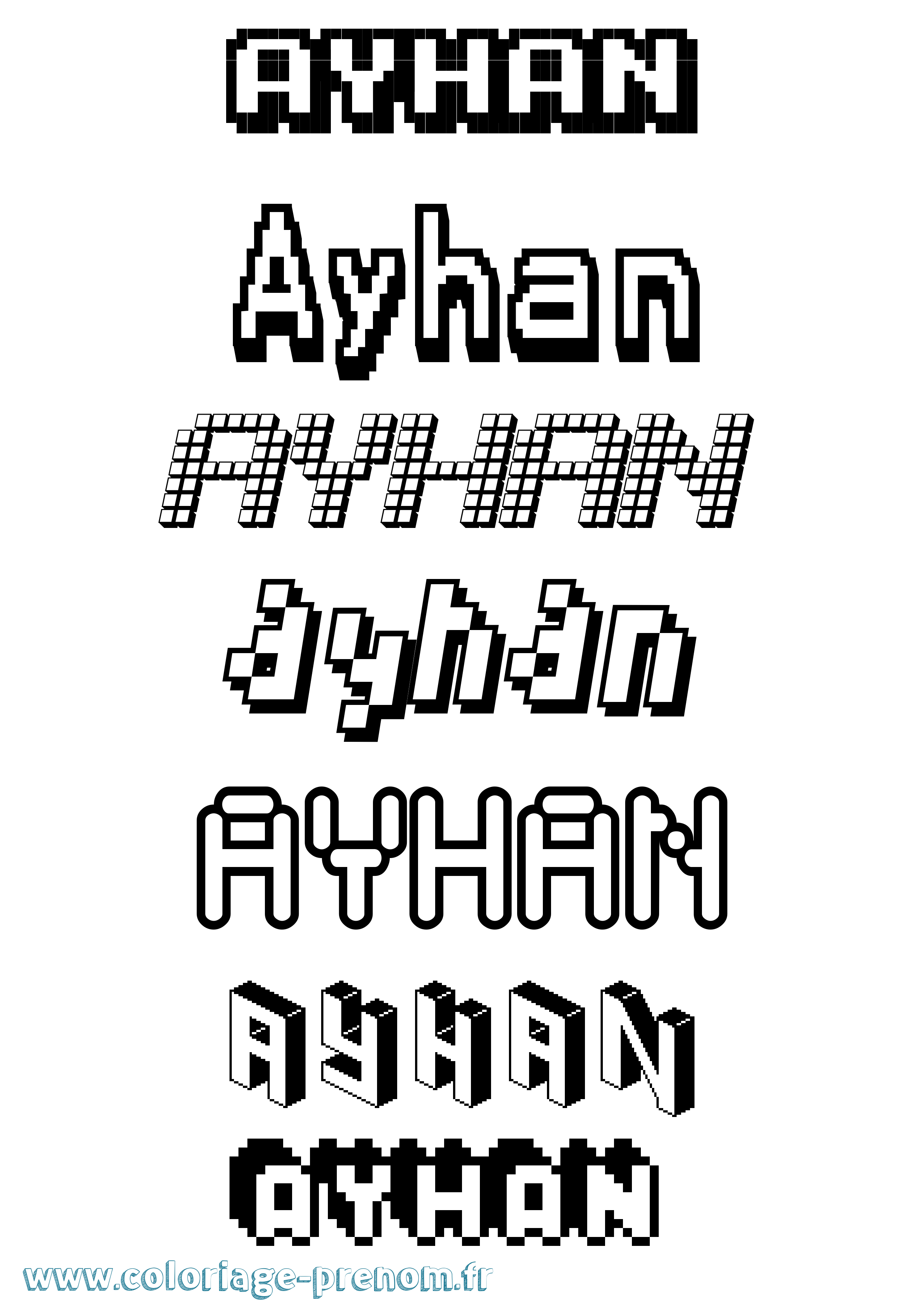 Coloriage prénom Ayhan Pixel