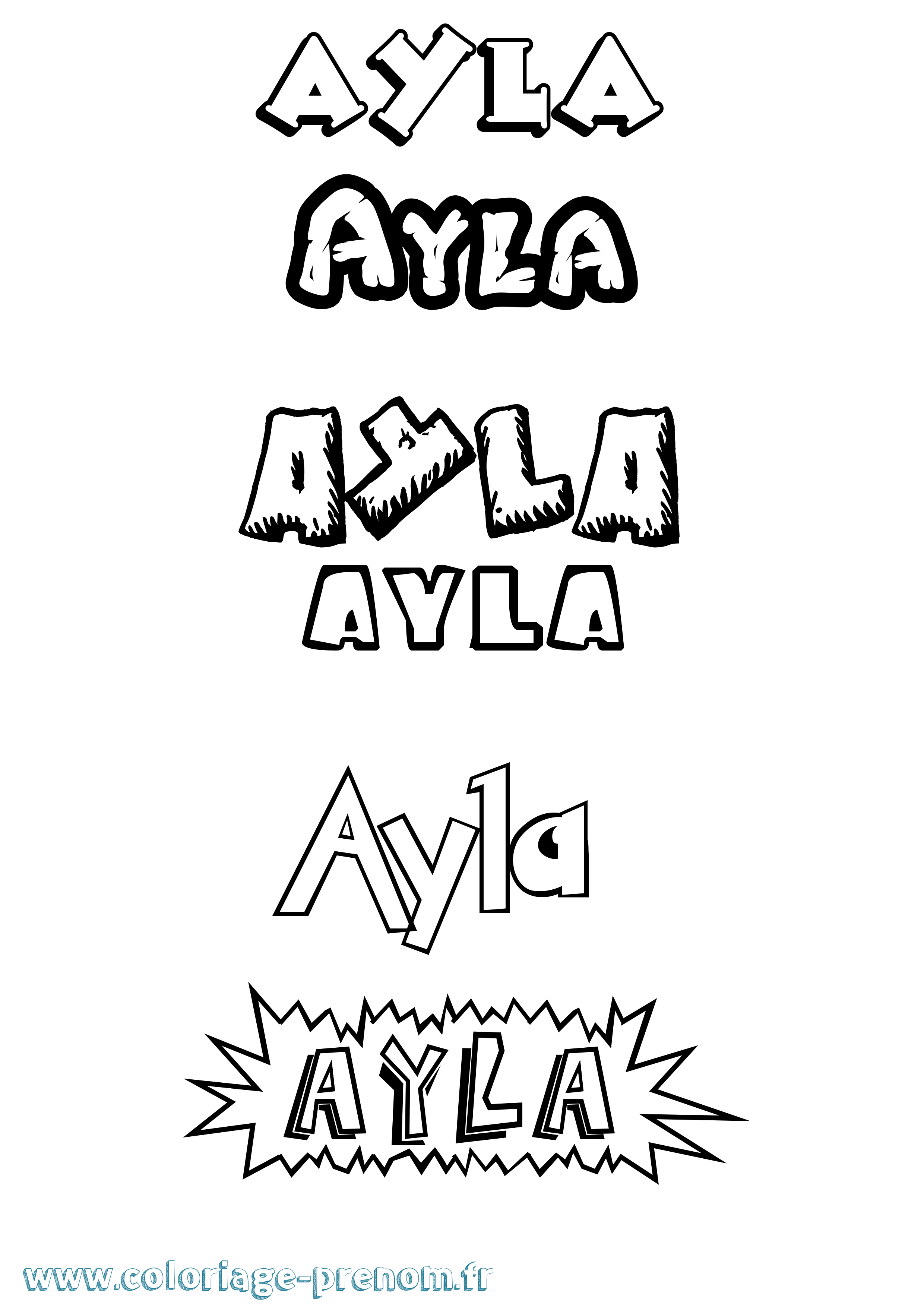 Coloriage prénom Ayla Dessin Animé