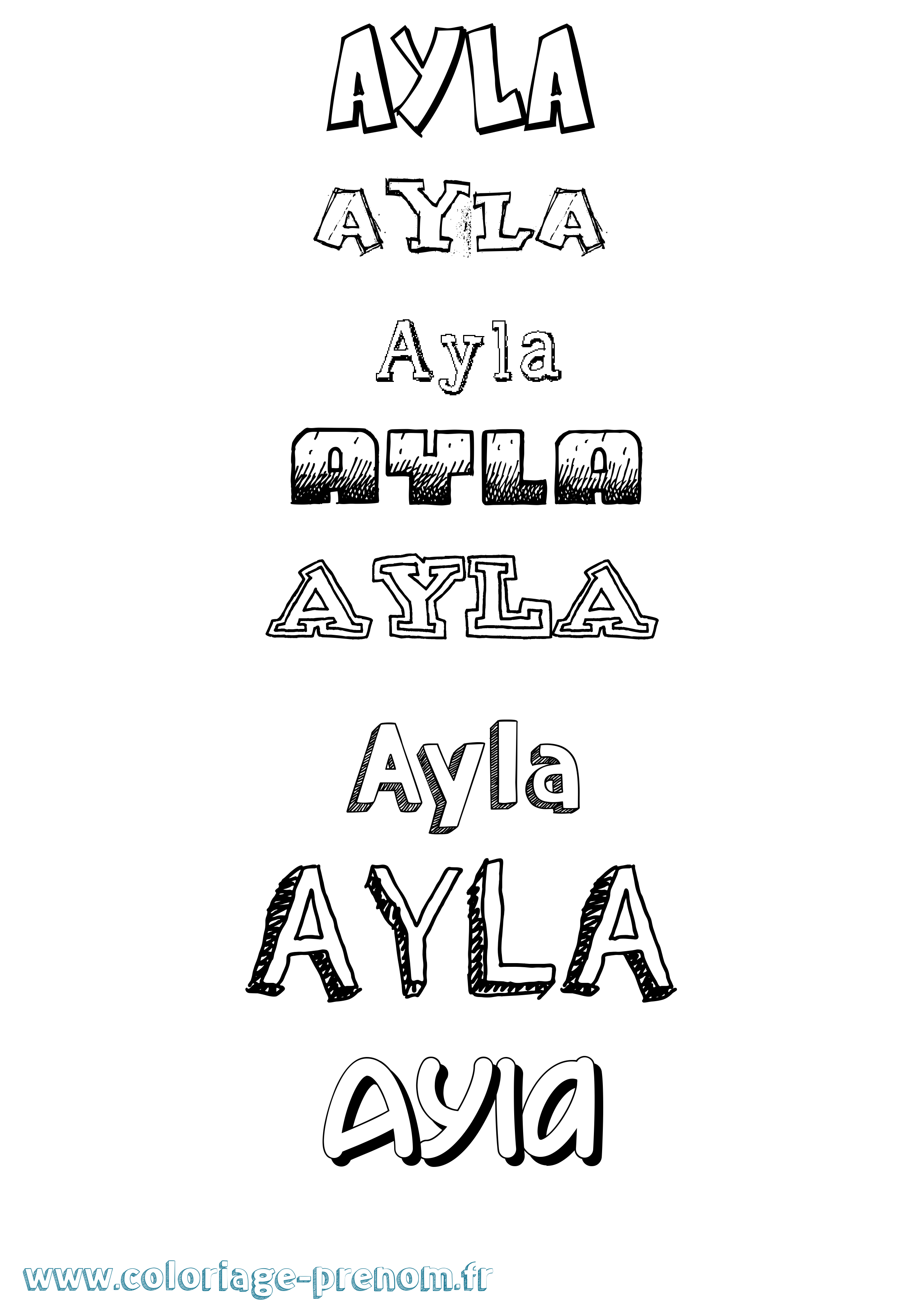 Coloriage prénom Ayla Dessiné