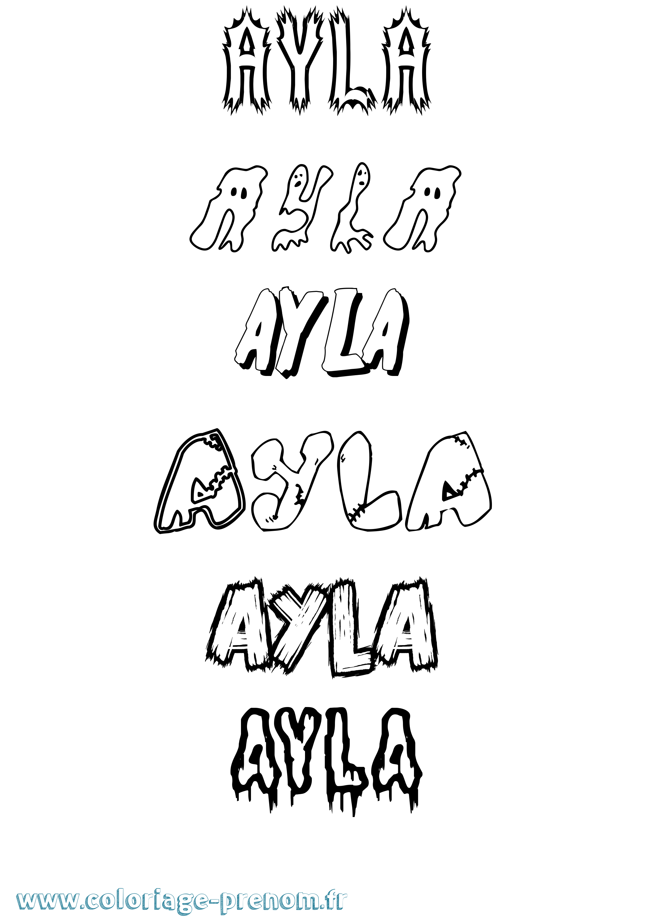 Coloriage prénom Ayla Frisson