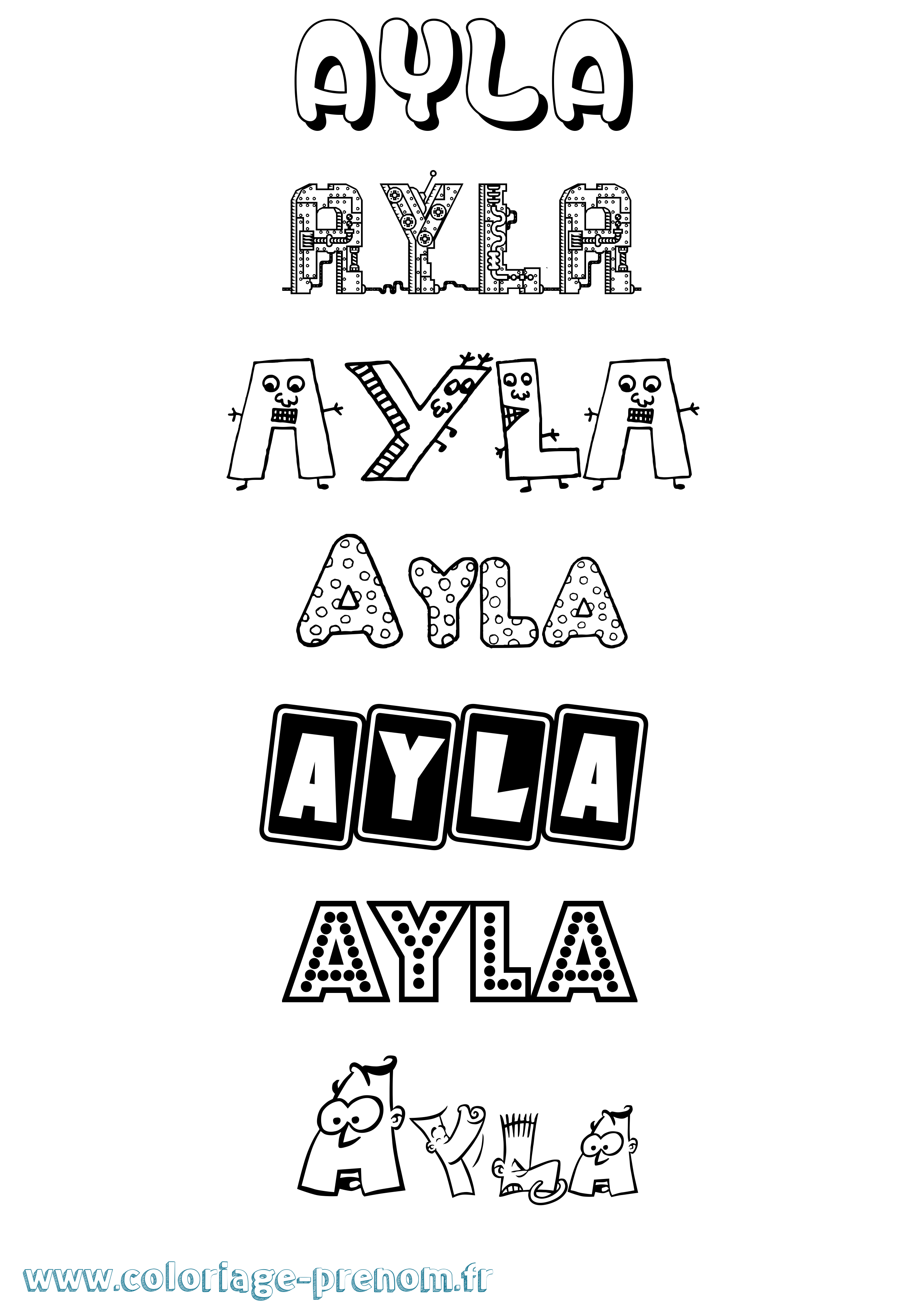 Coloriage prénom Ayla Fun