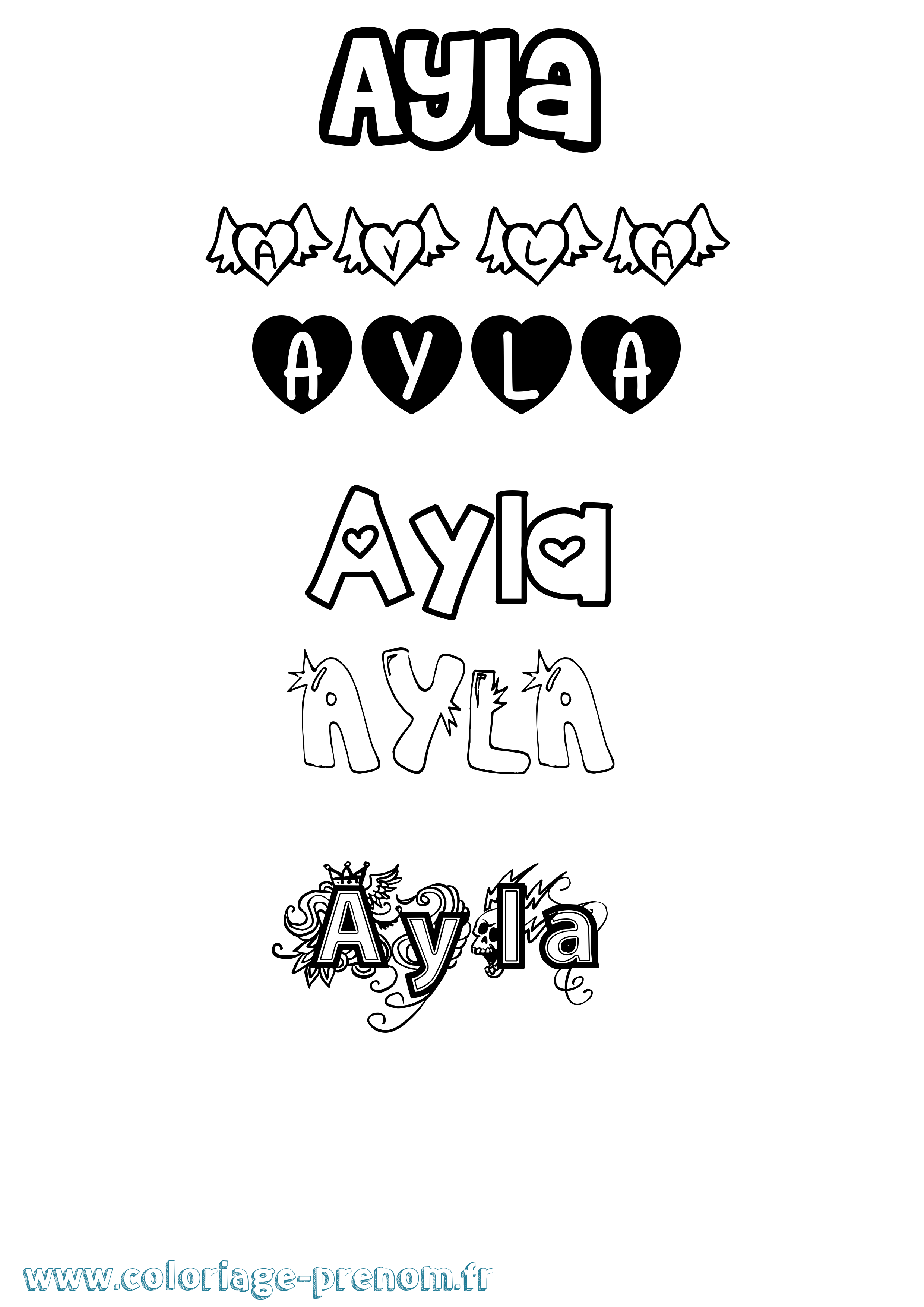 Coloriage prénom Ayla Girly