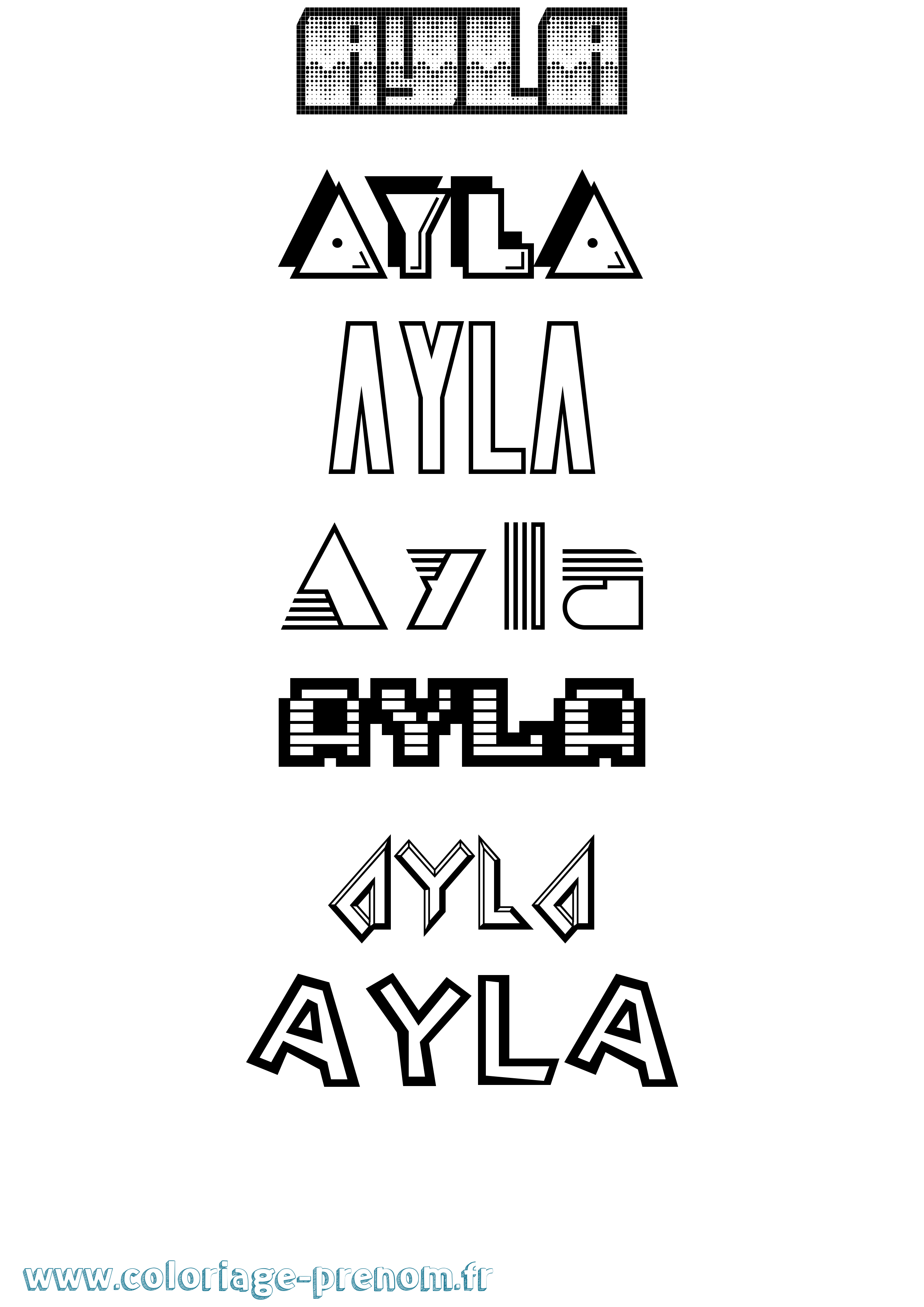 Coloriage prénom Ayla Jeux Vidéos