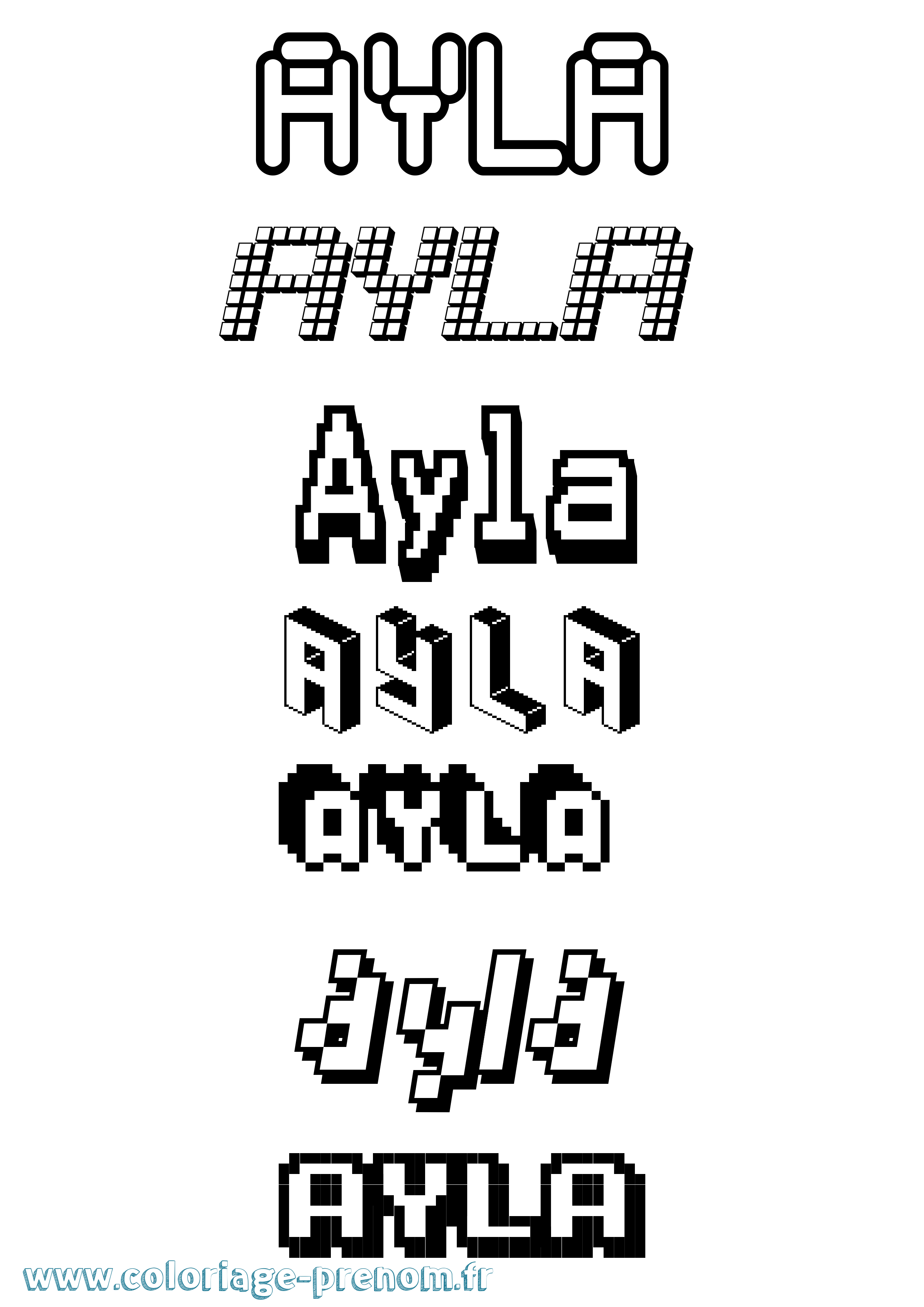 Coloriage prénom Ayla Pixel