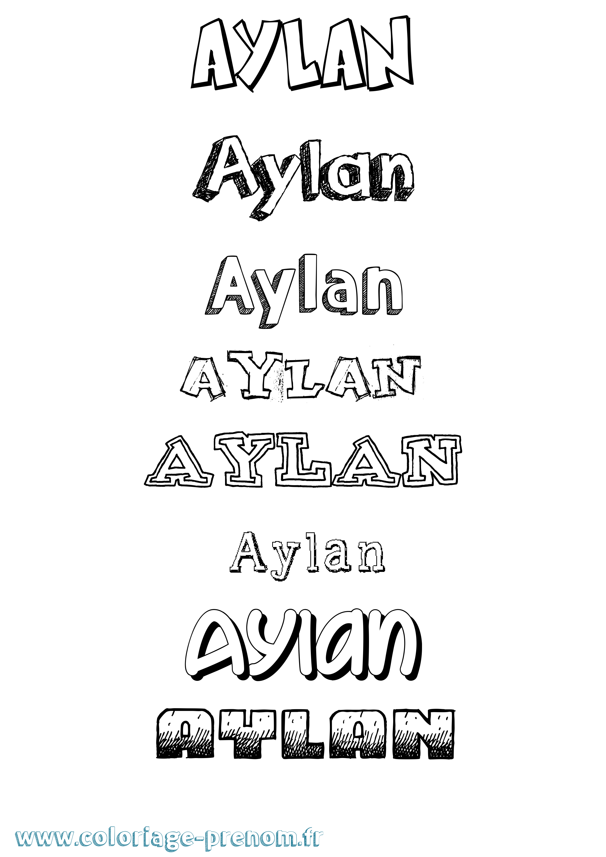 Coloriage prénom Aylan Dessiné