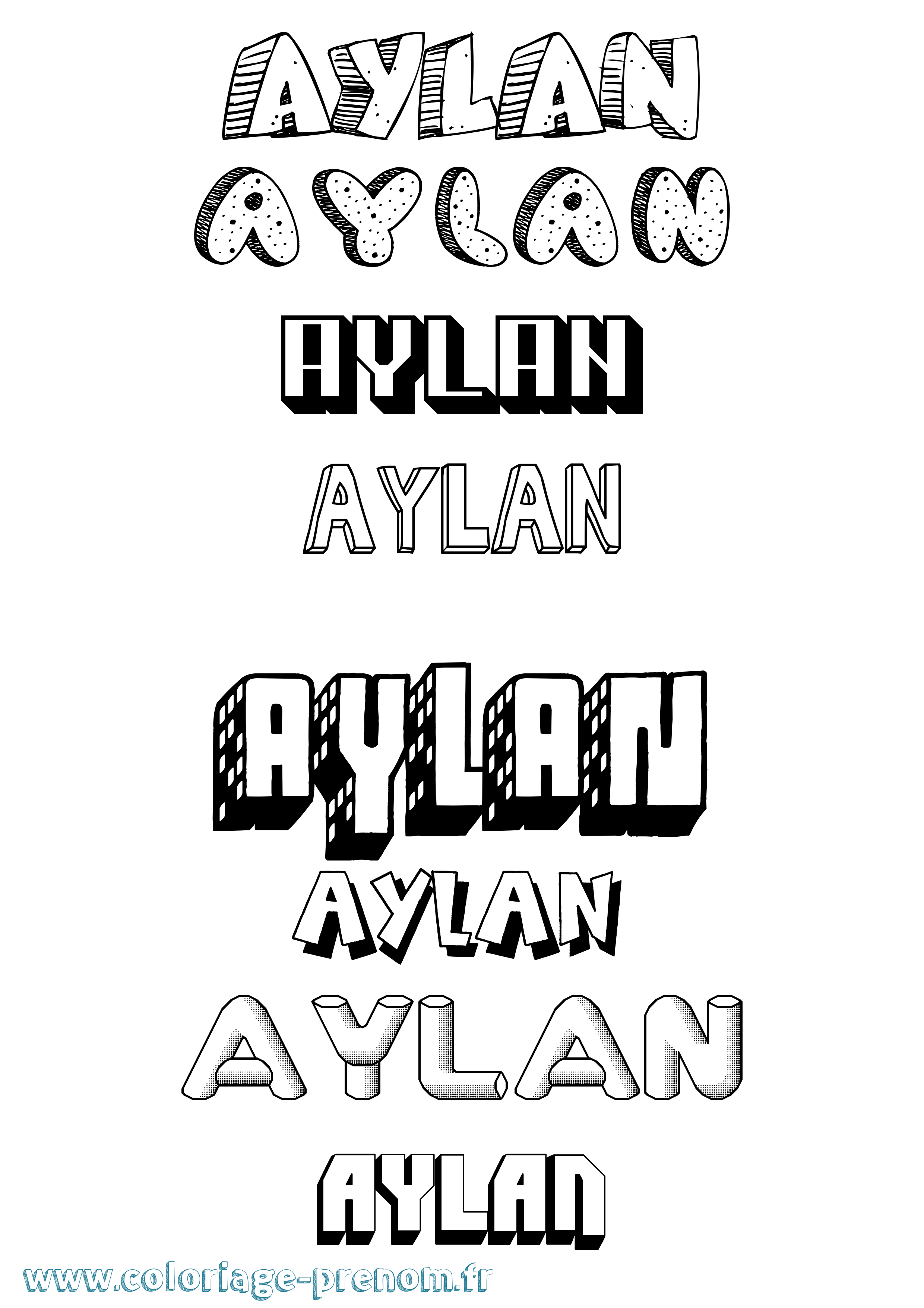 Coloriage prénom Aylan Effet 3D