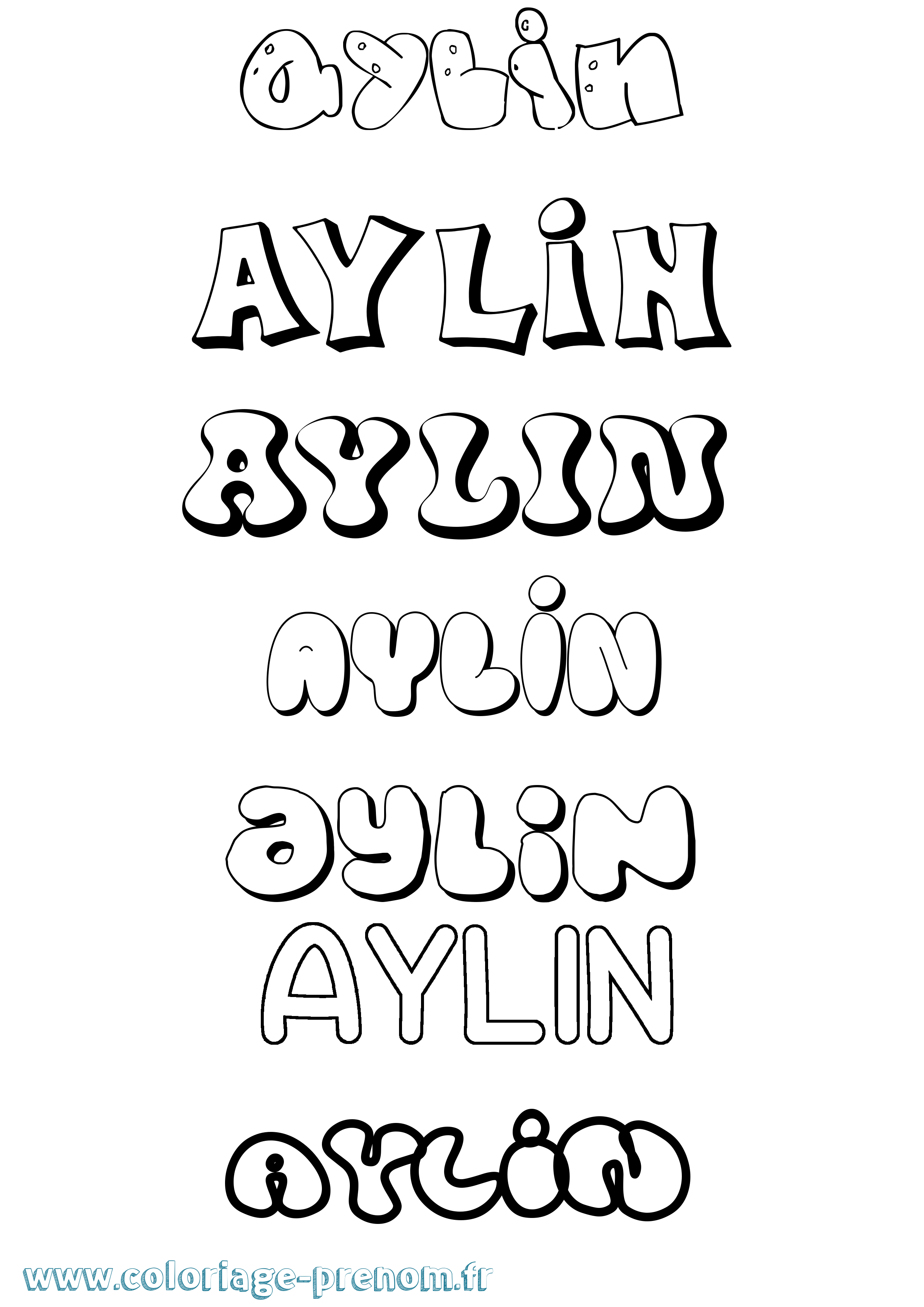 Coloriage Aylin Bubble Coloriage prénom Aylin Bubble