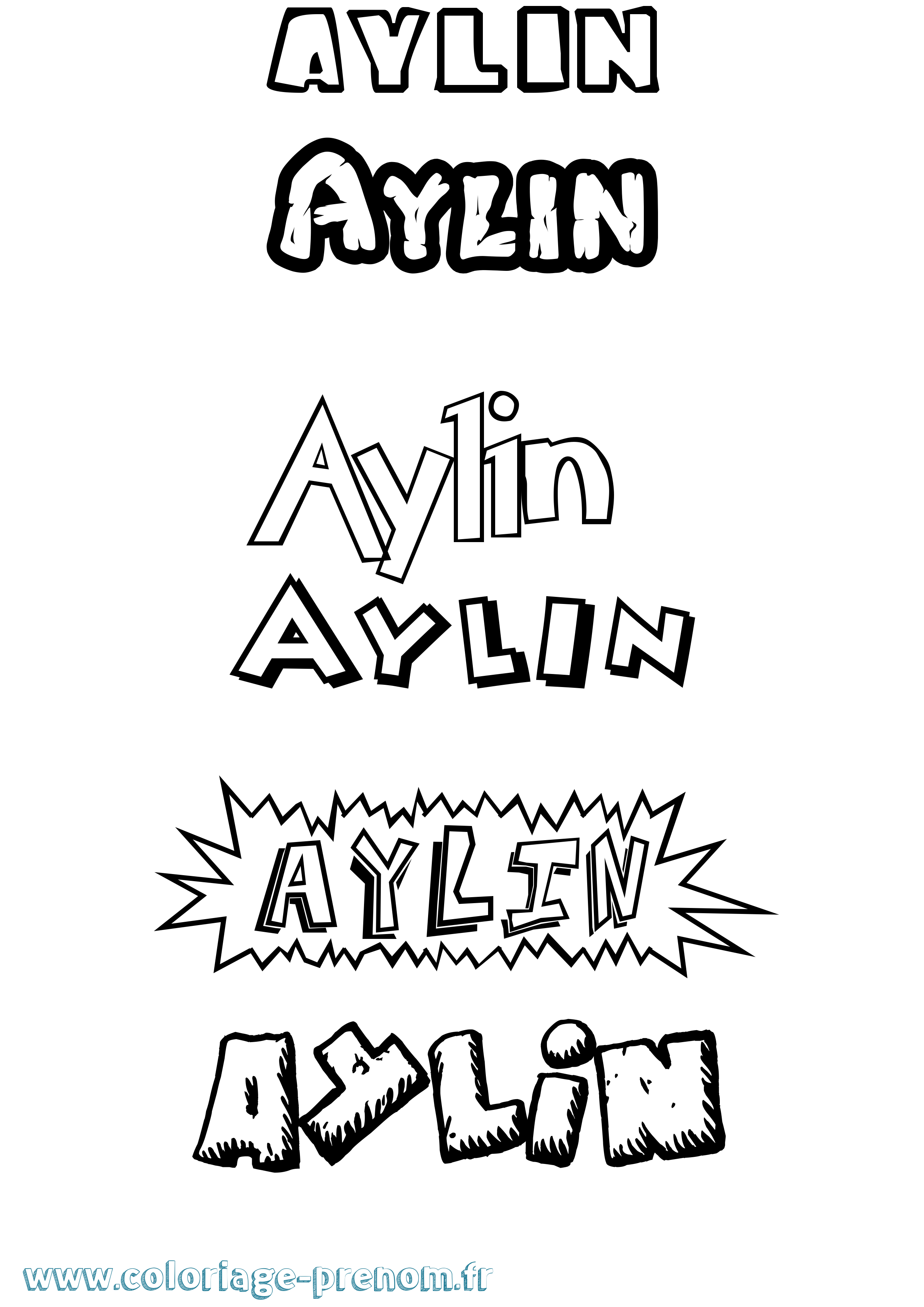 Coloriage prénom Aylin Dessin Animé