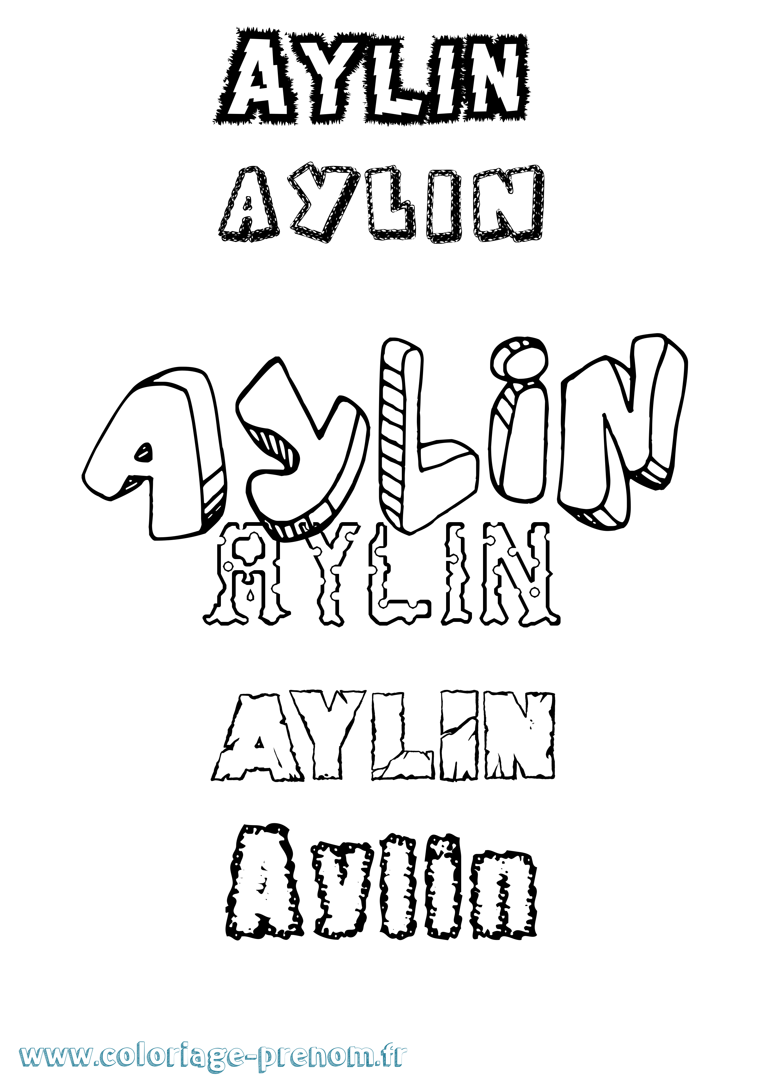 Coloriage prénom Aylin Destructuré