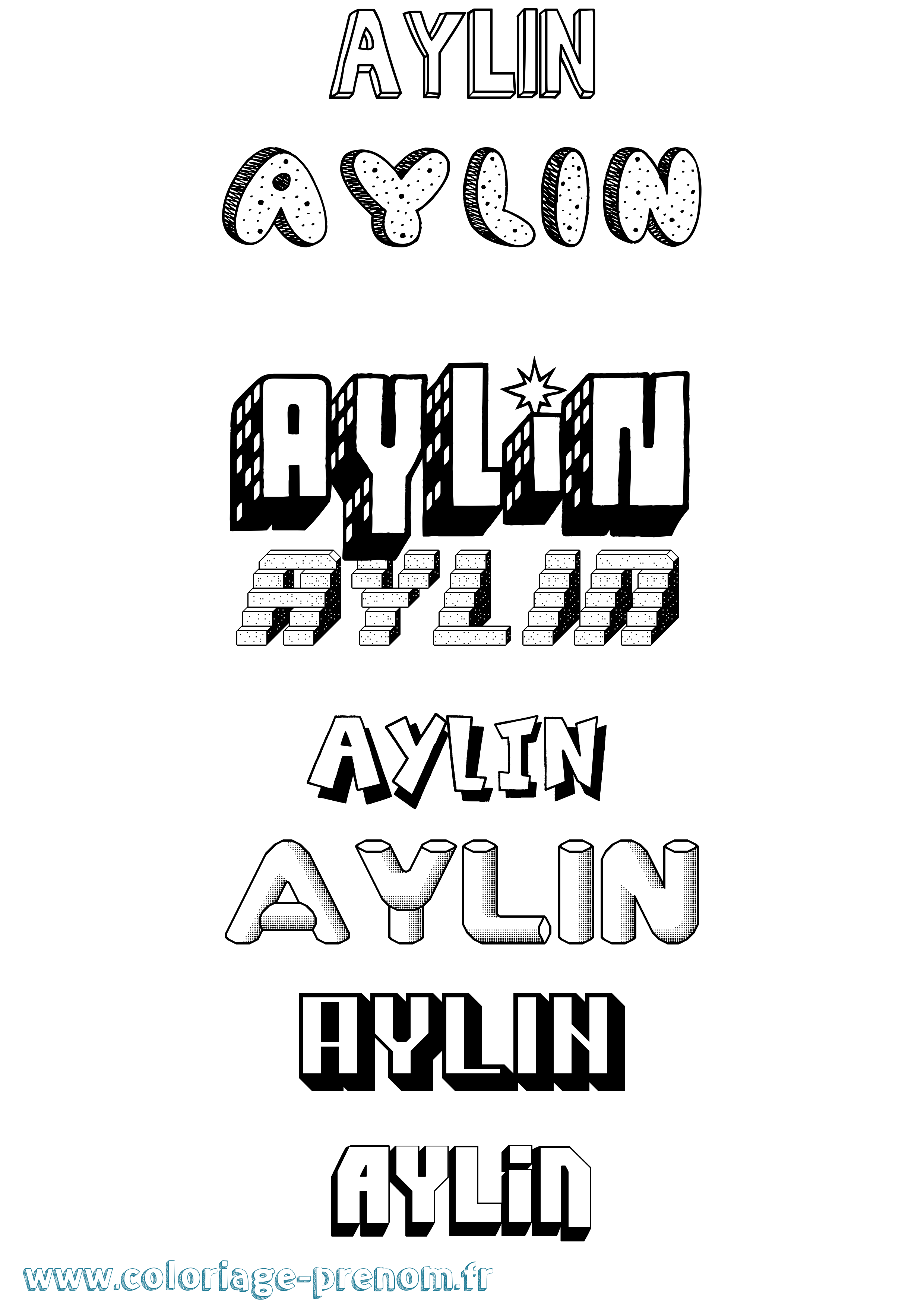 Coloriage Aylin Effet 3D Coloriage prénom Aylin Effet 3D