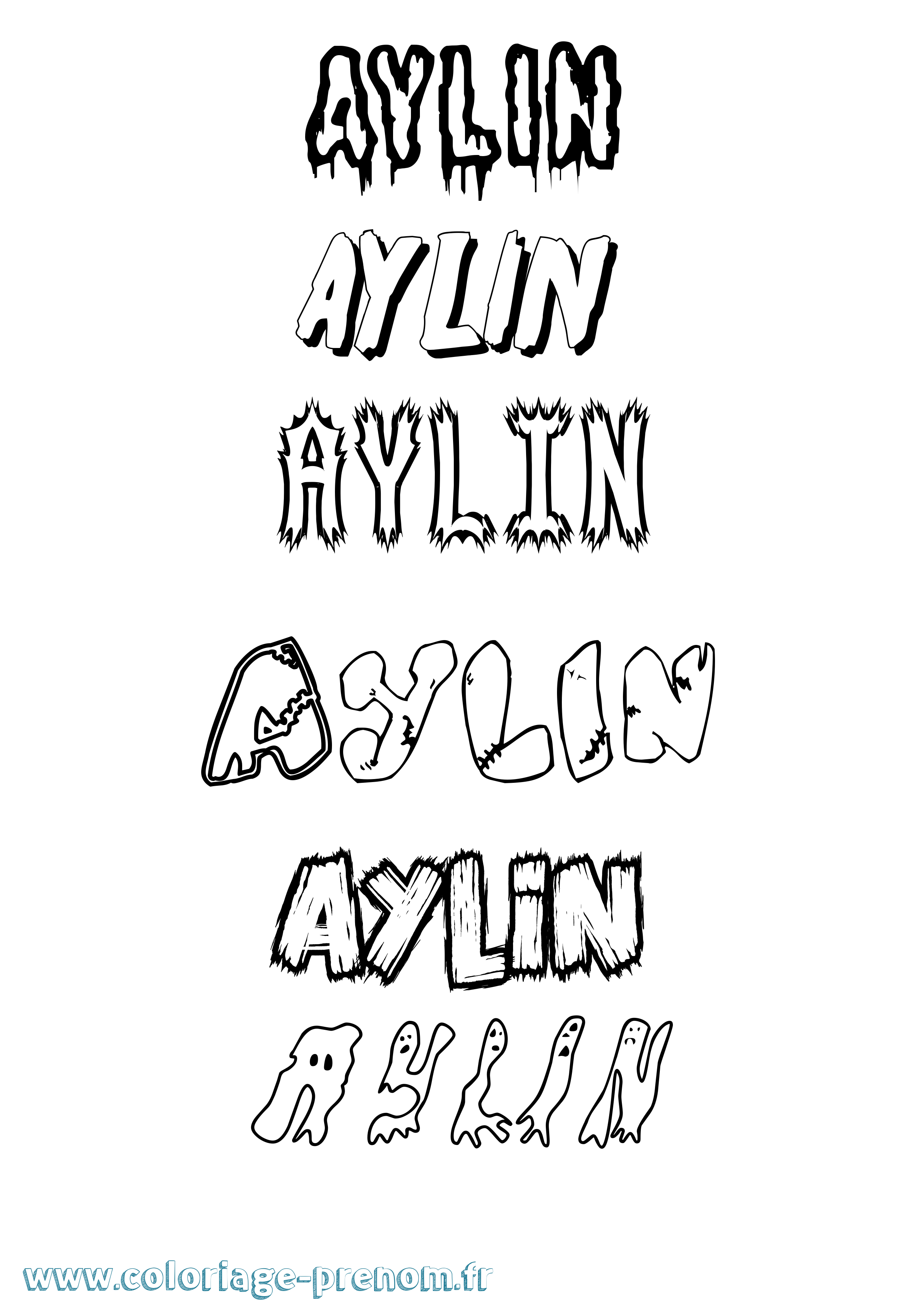 Coloriage Aylin Frisson Coloriage prénom Aylin Frisson