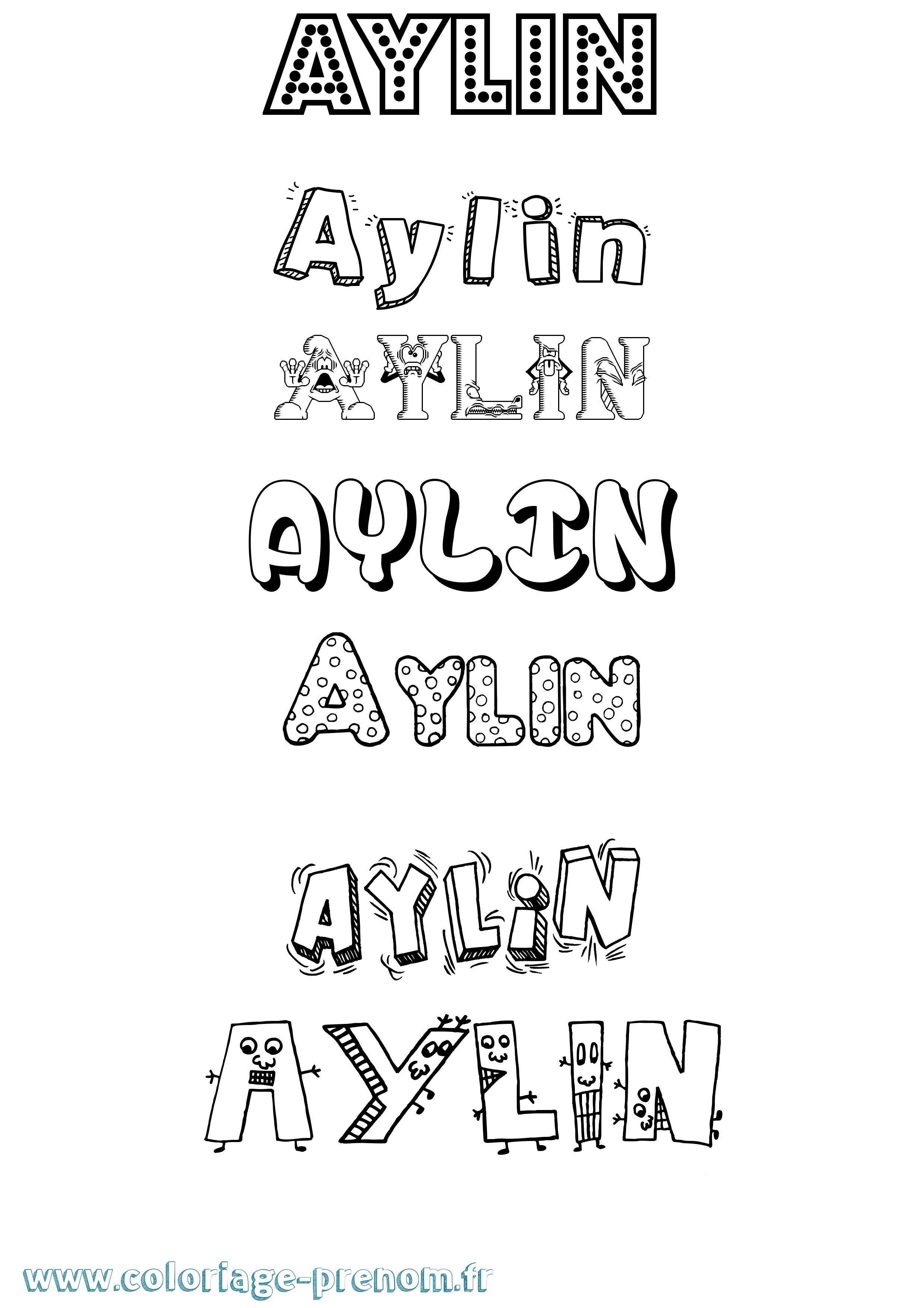 Coloriage prénom Aylin Fun