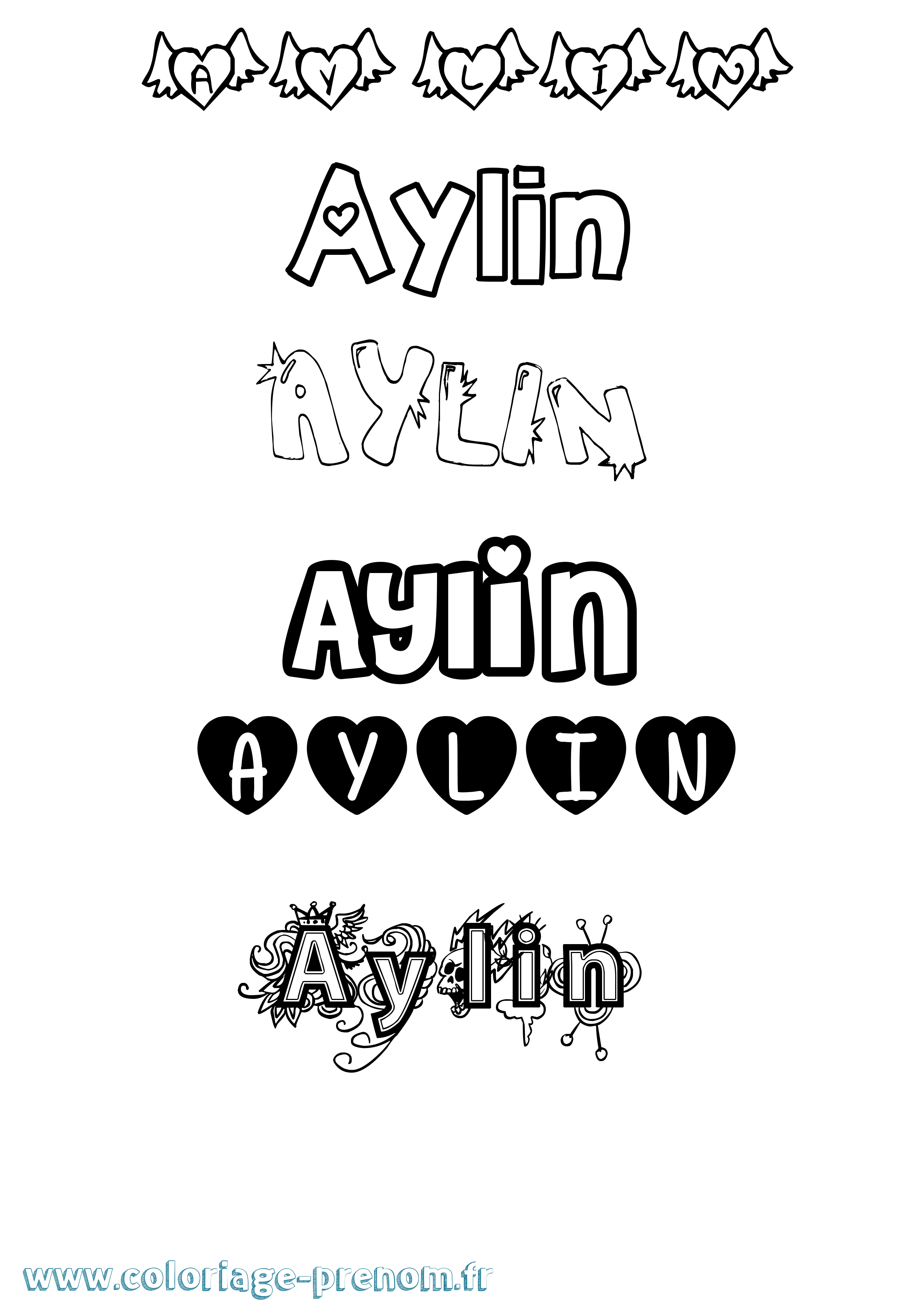 Coloriage Aylin Girly Coloriage prénom Aylin Girly