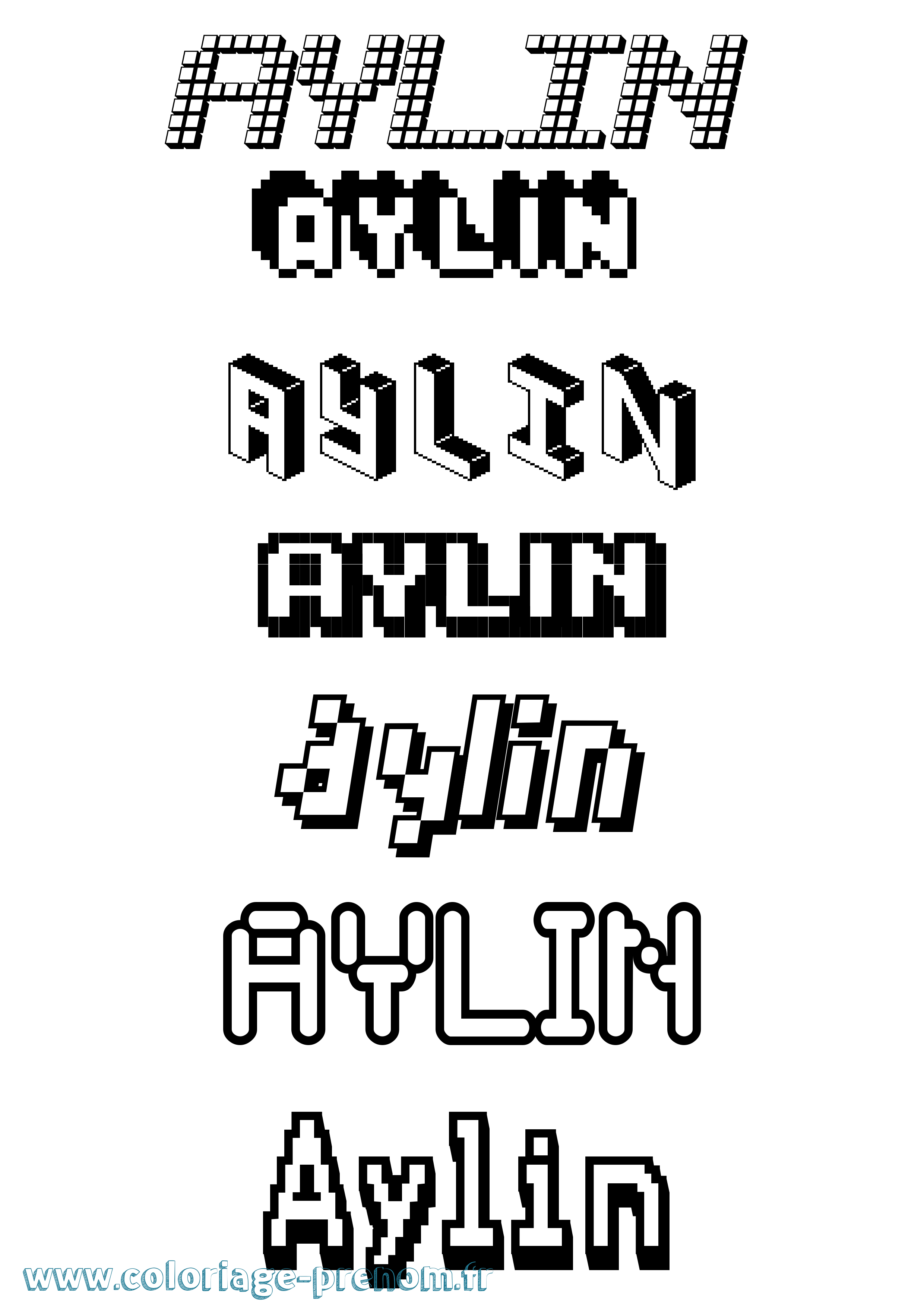 Coloriage prénom Aylin Pixel