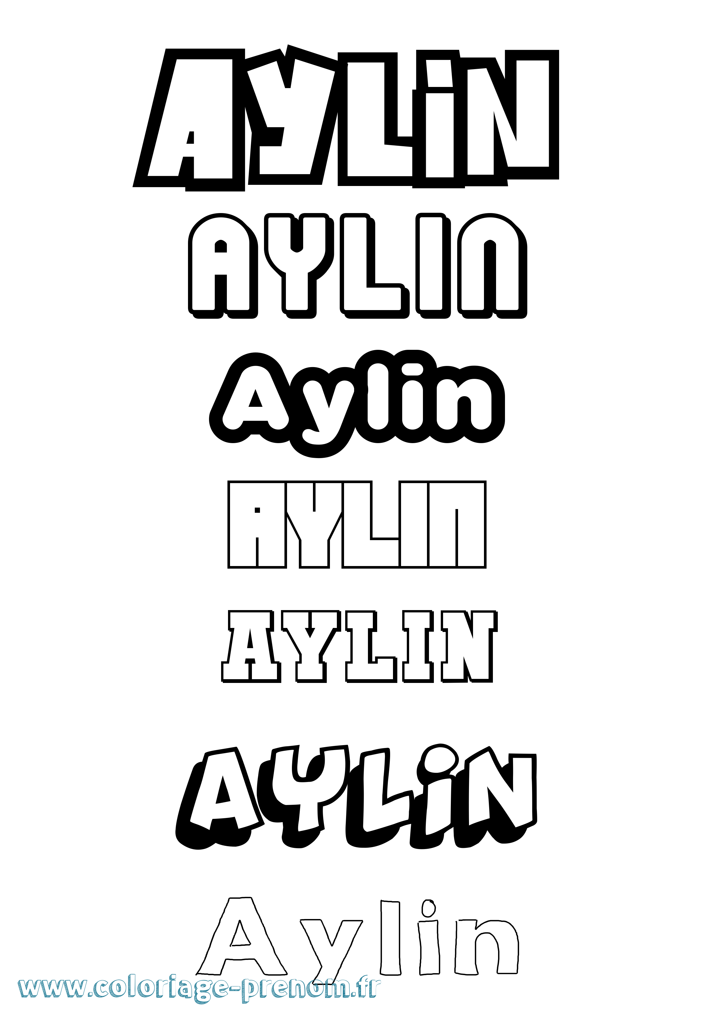 Coloriage prénom Aylin Simple