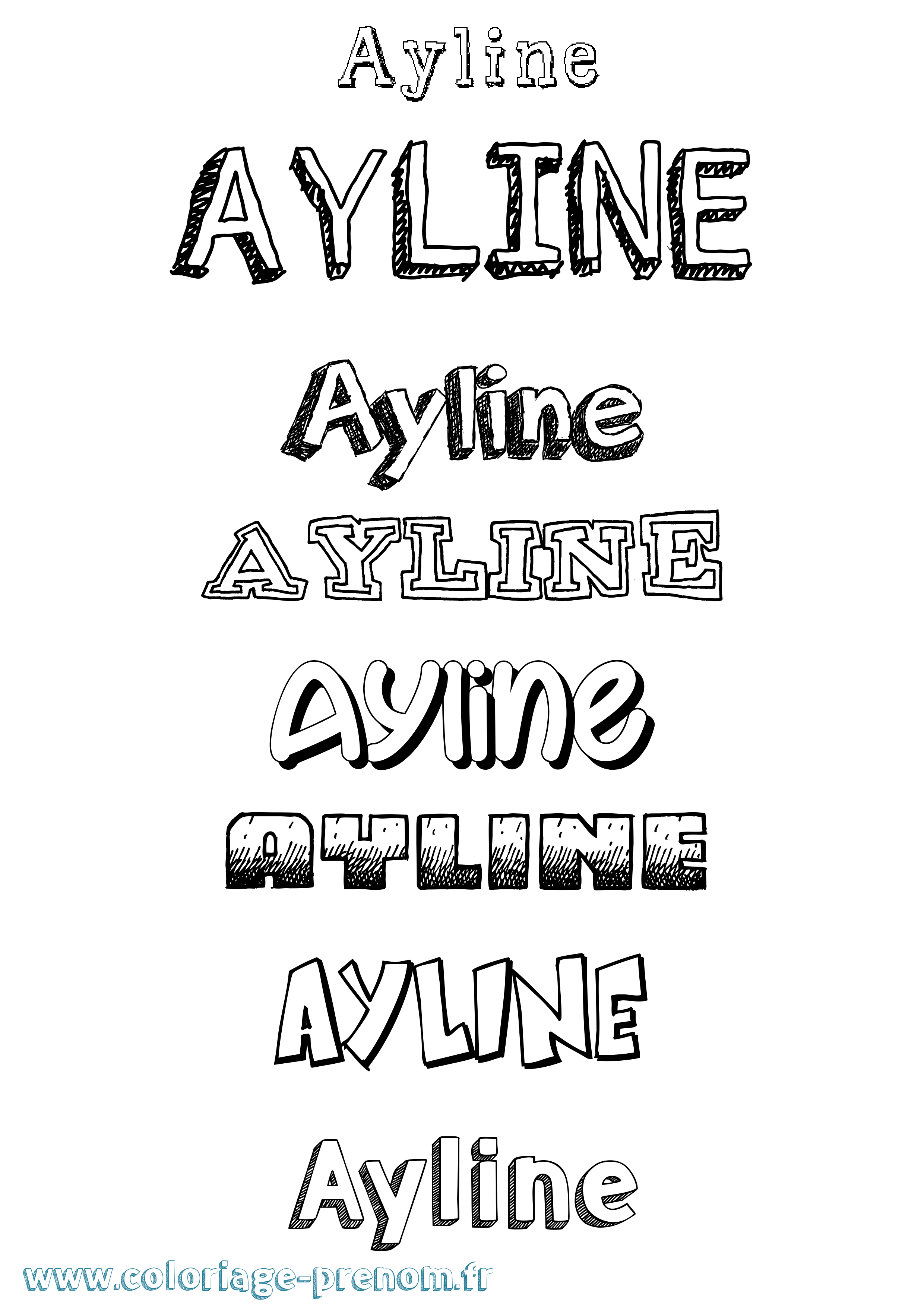 Coloriage prénom Ayline