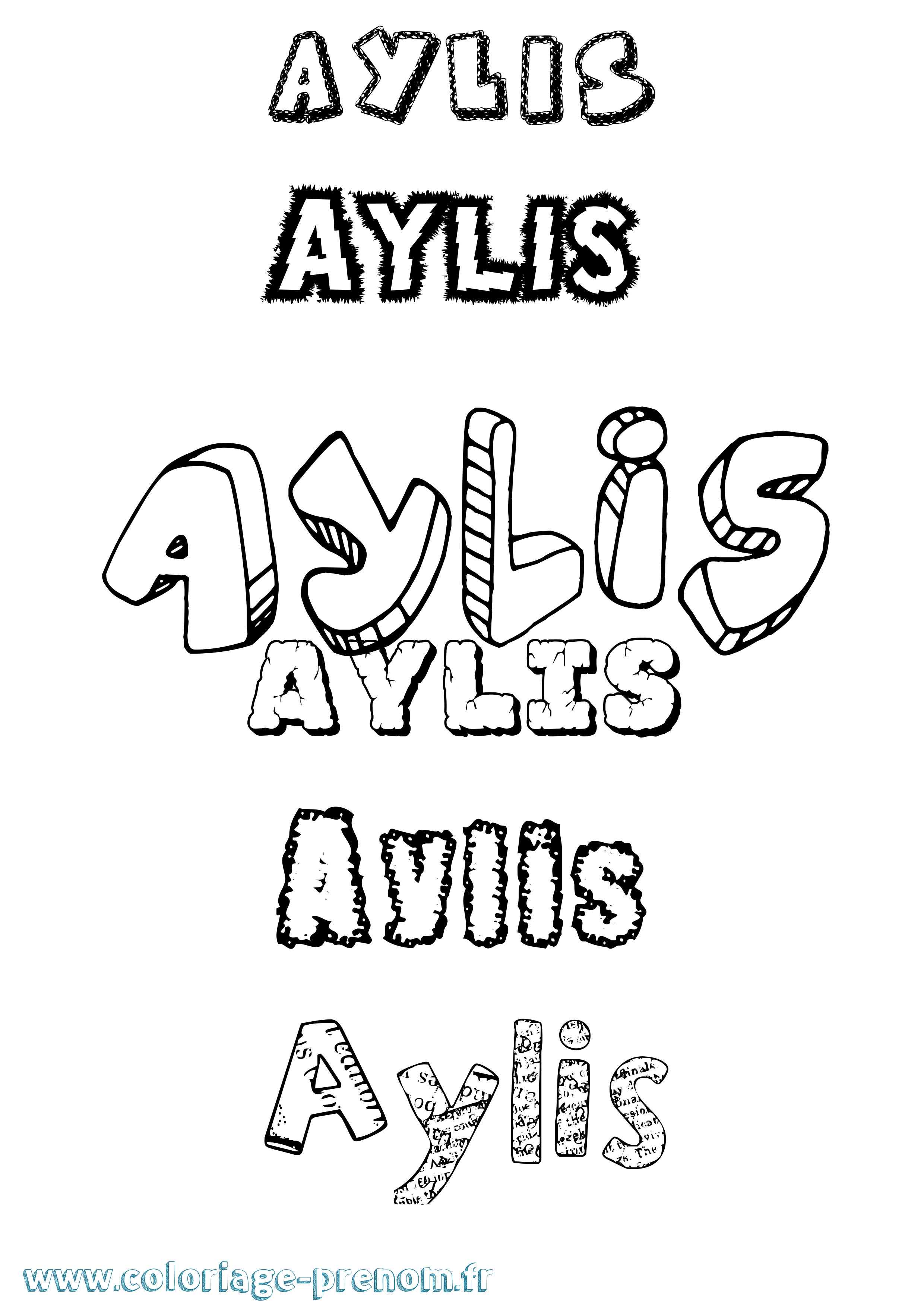 Coloriage prénom Aylis Destructuré