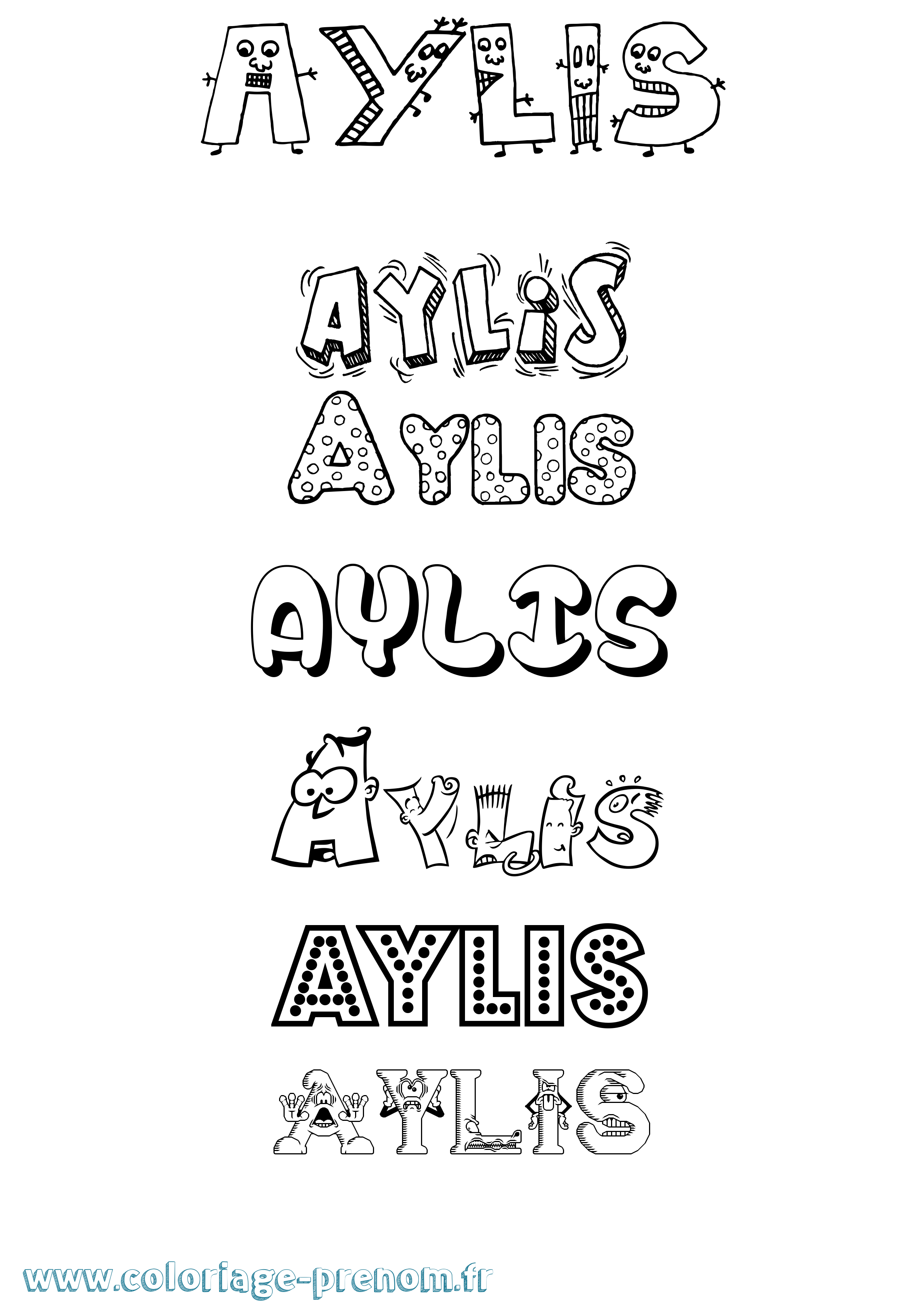 Coloriage prénom Aylis Fun