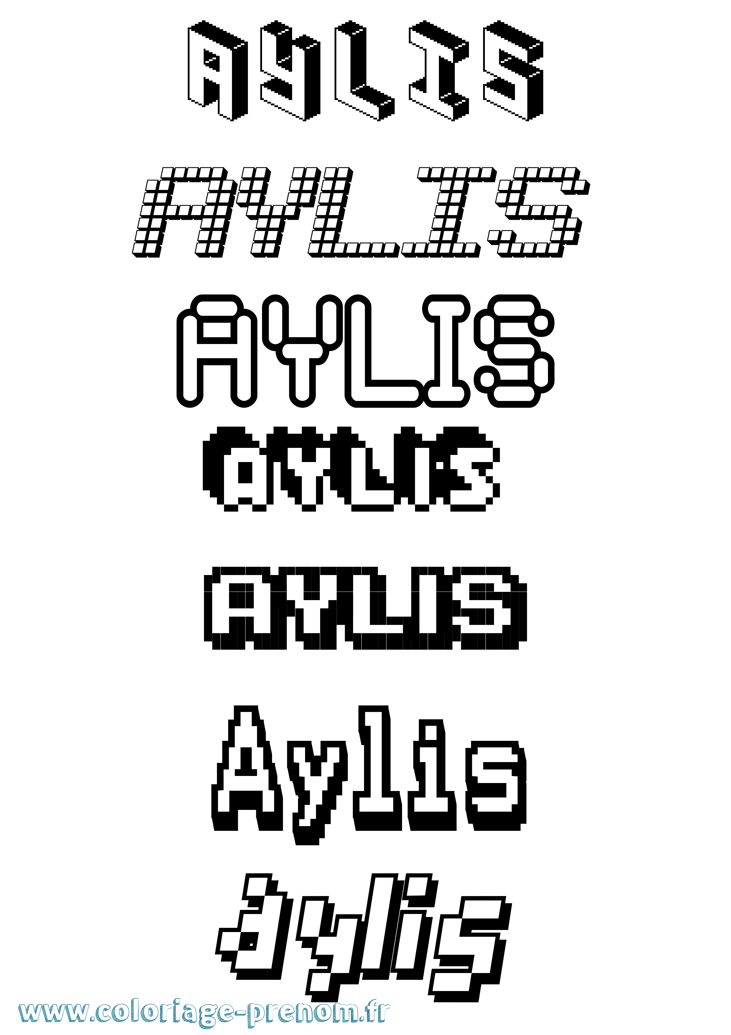 Coloriage prénom Aylis Pixel