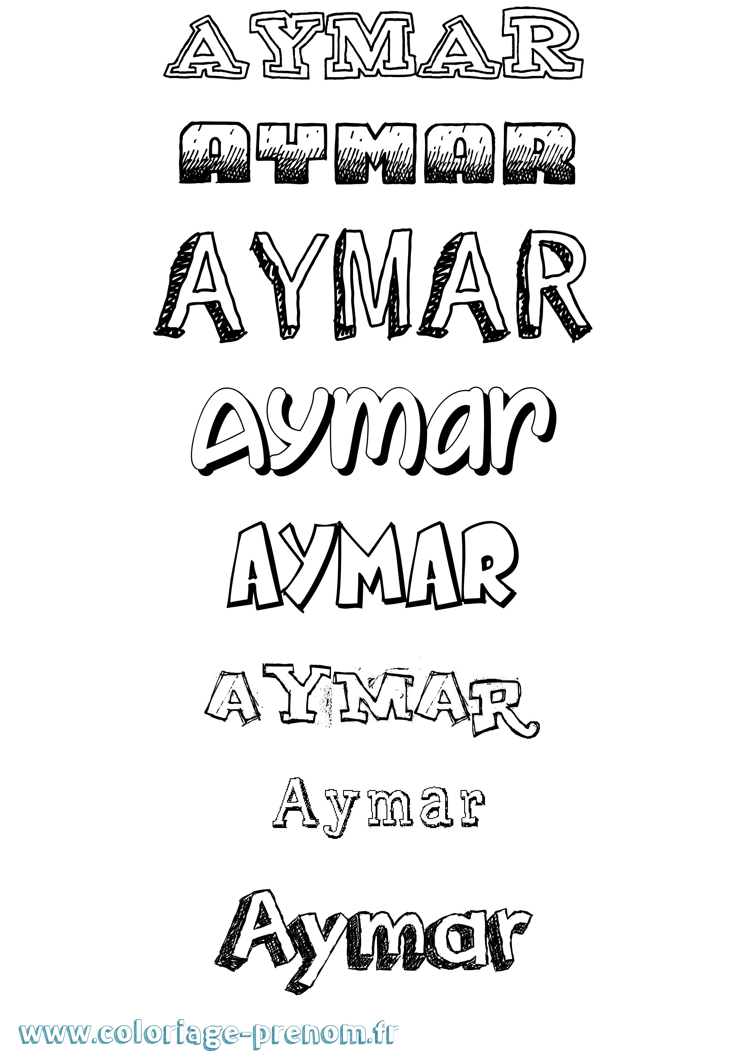Coloriage prénom Aymar Dessiné