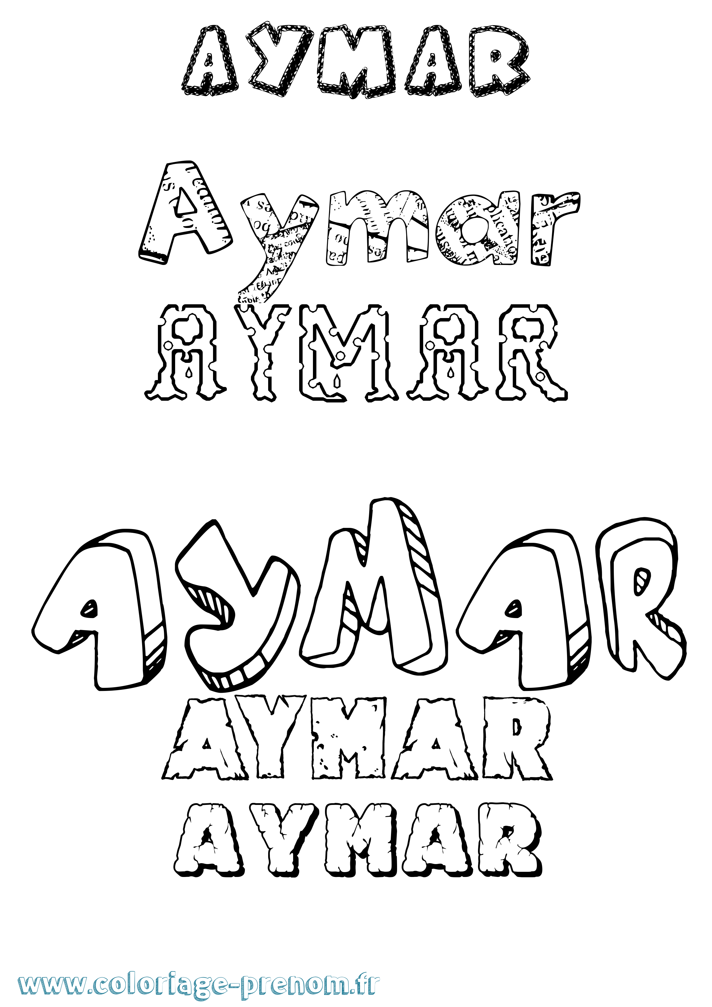 Coloriage prénom Aymar Destructuré