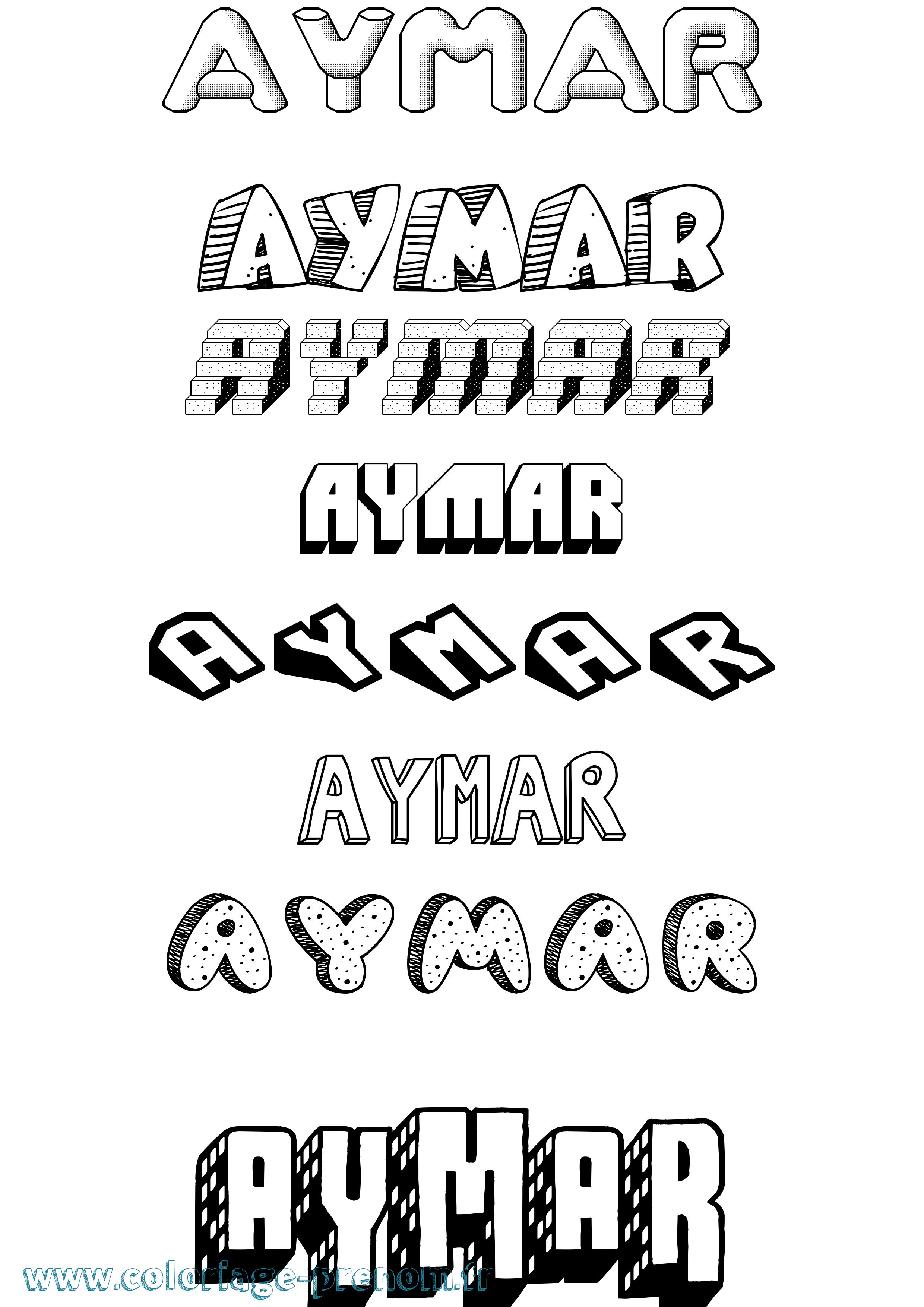 Coloriage prénom Aymar Effet 3D