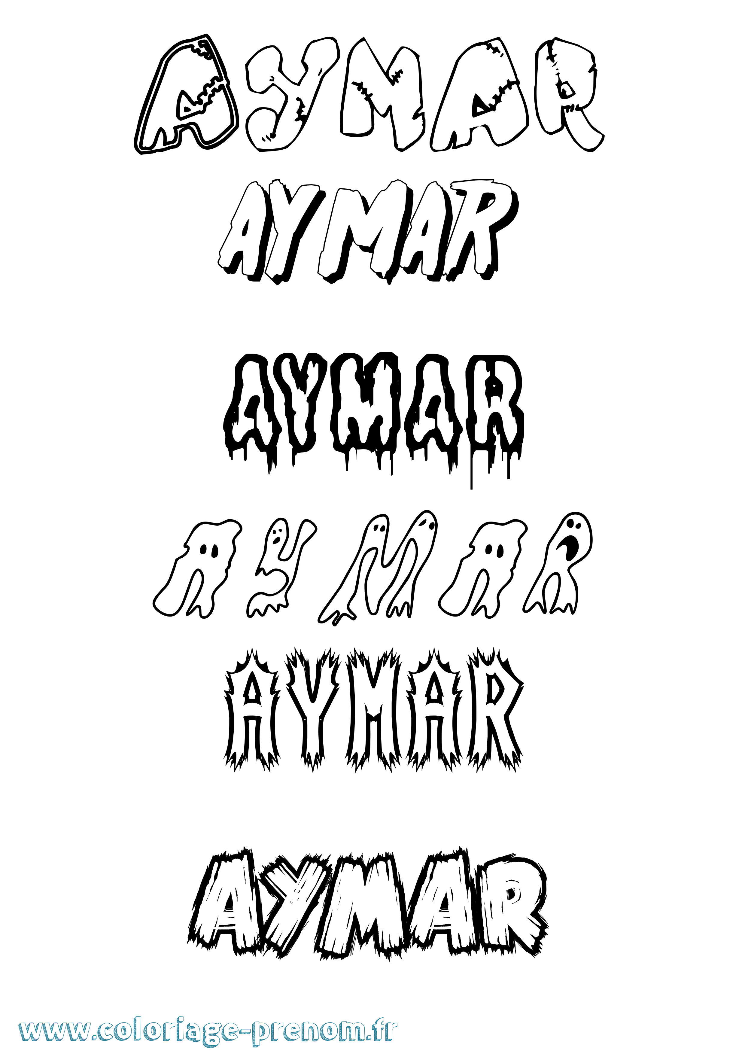 Coloriage prénom Aymar Frisson