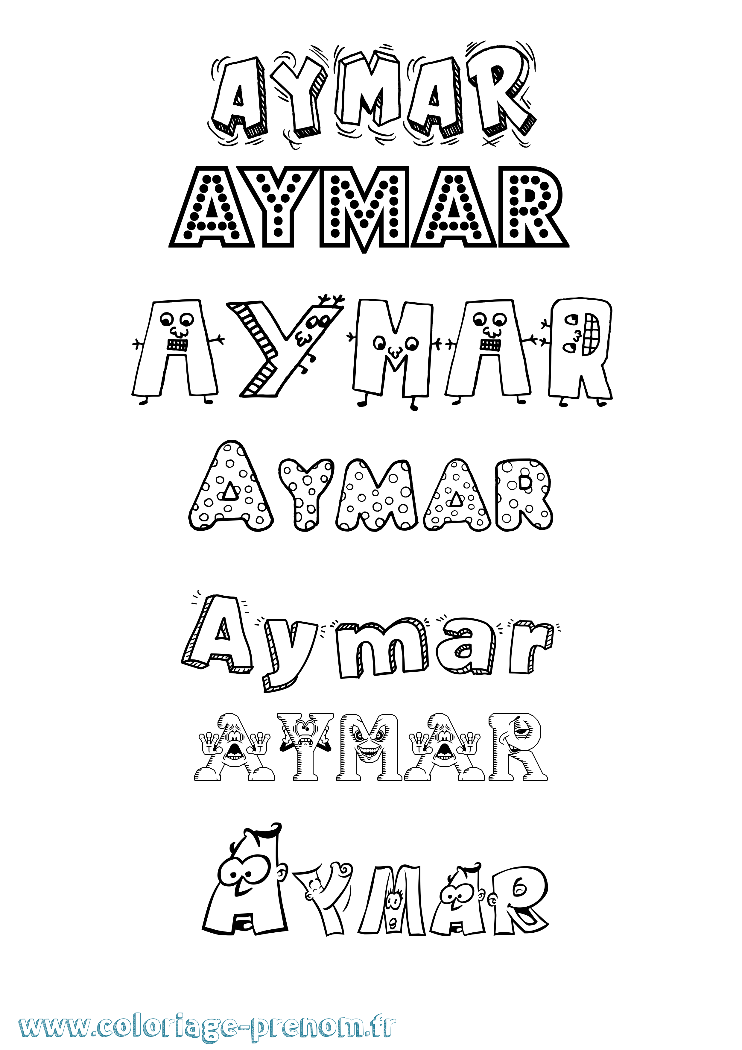 Coloriage prénom Aymar Fun