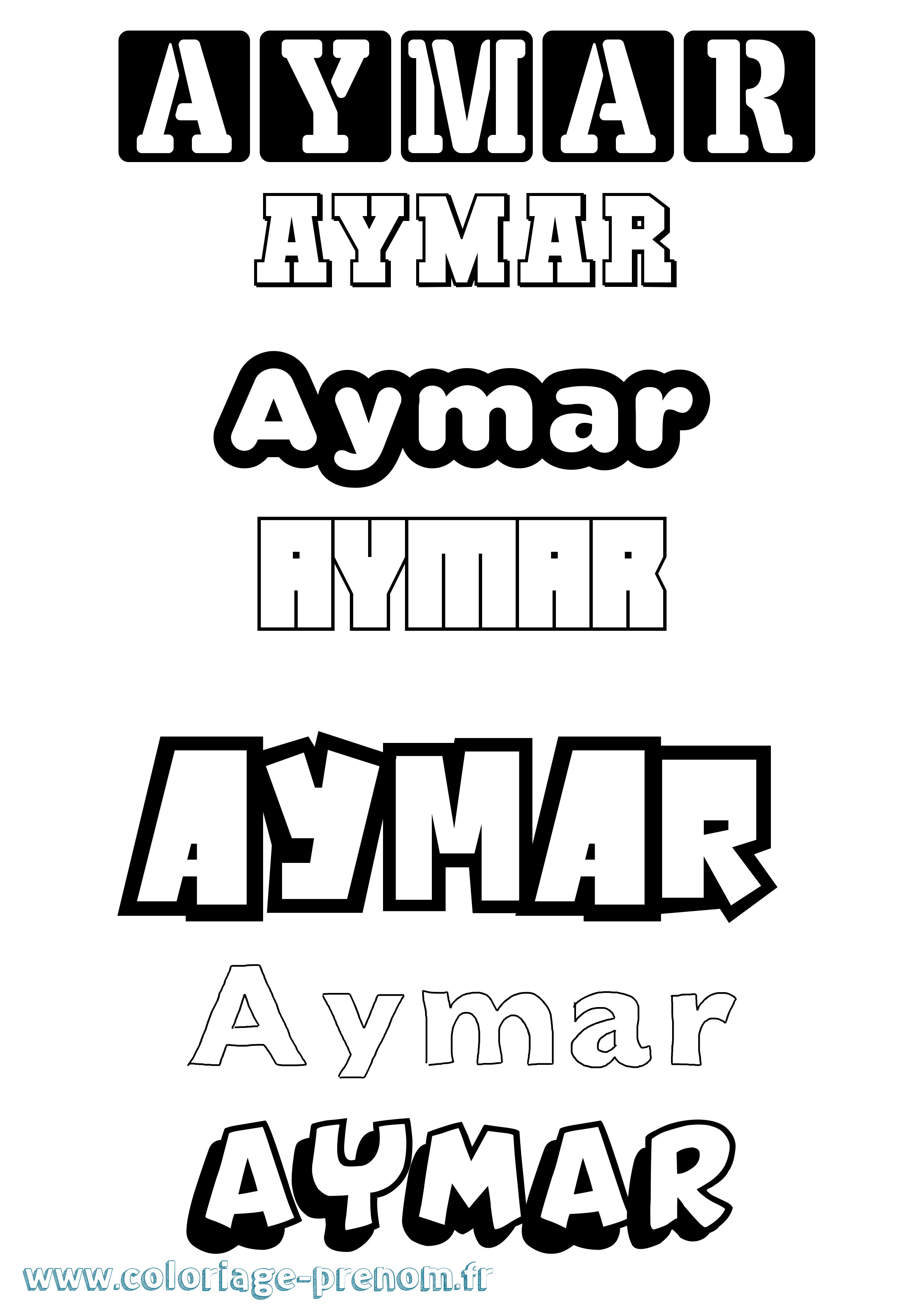 Coloriage prénom Aymar Simple