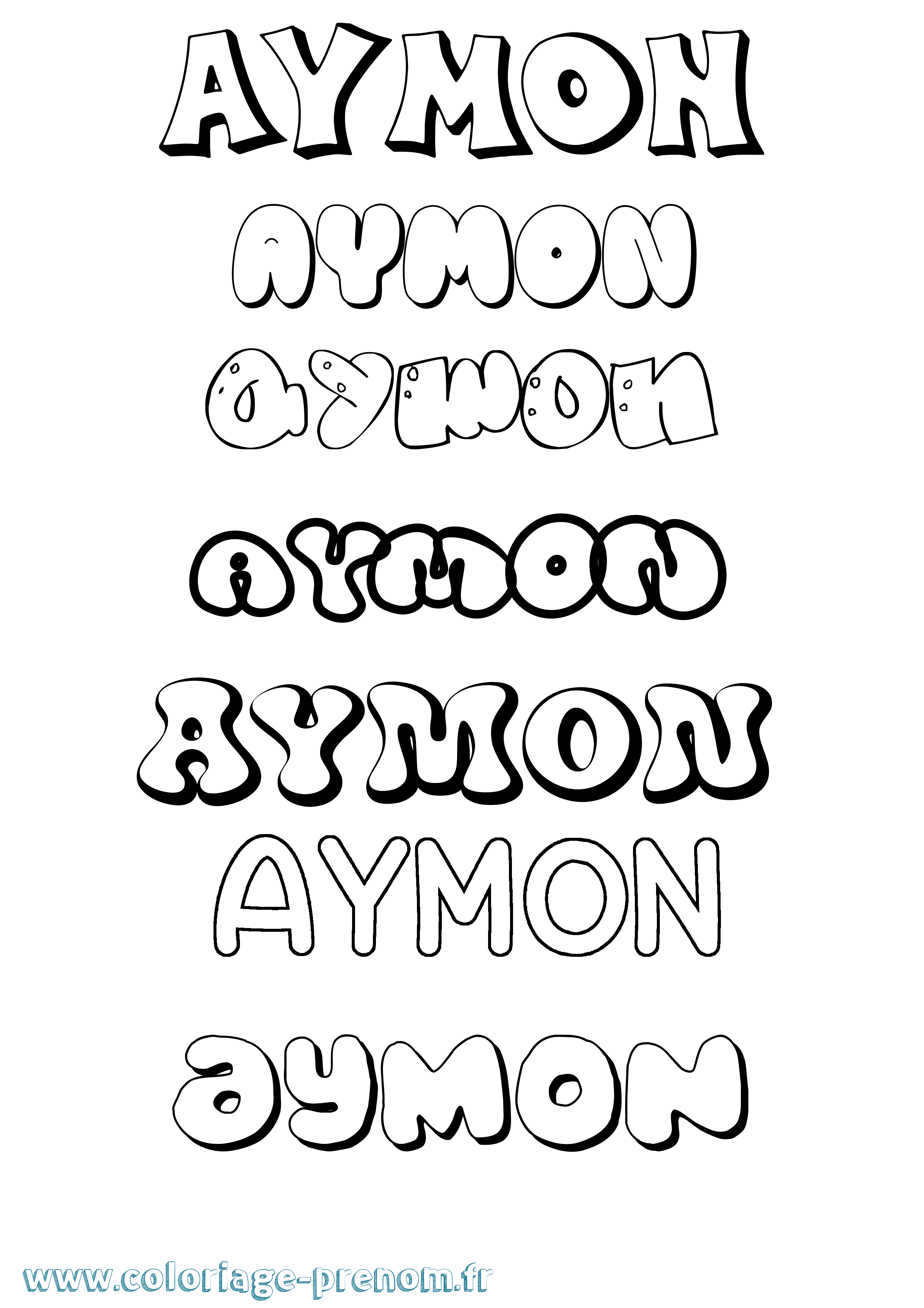 Coloriage prénom Aymon Bubble