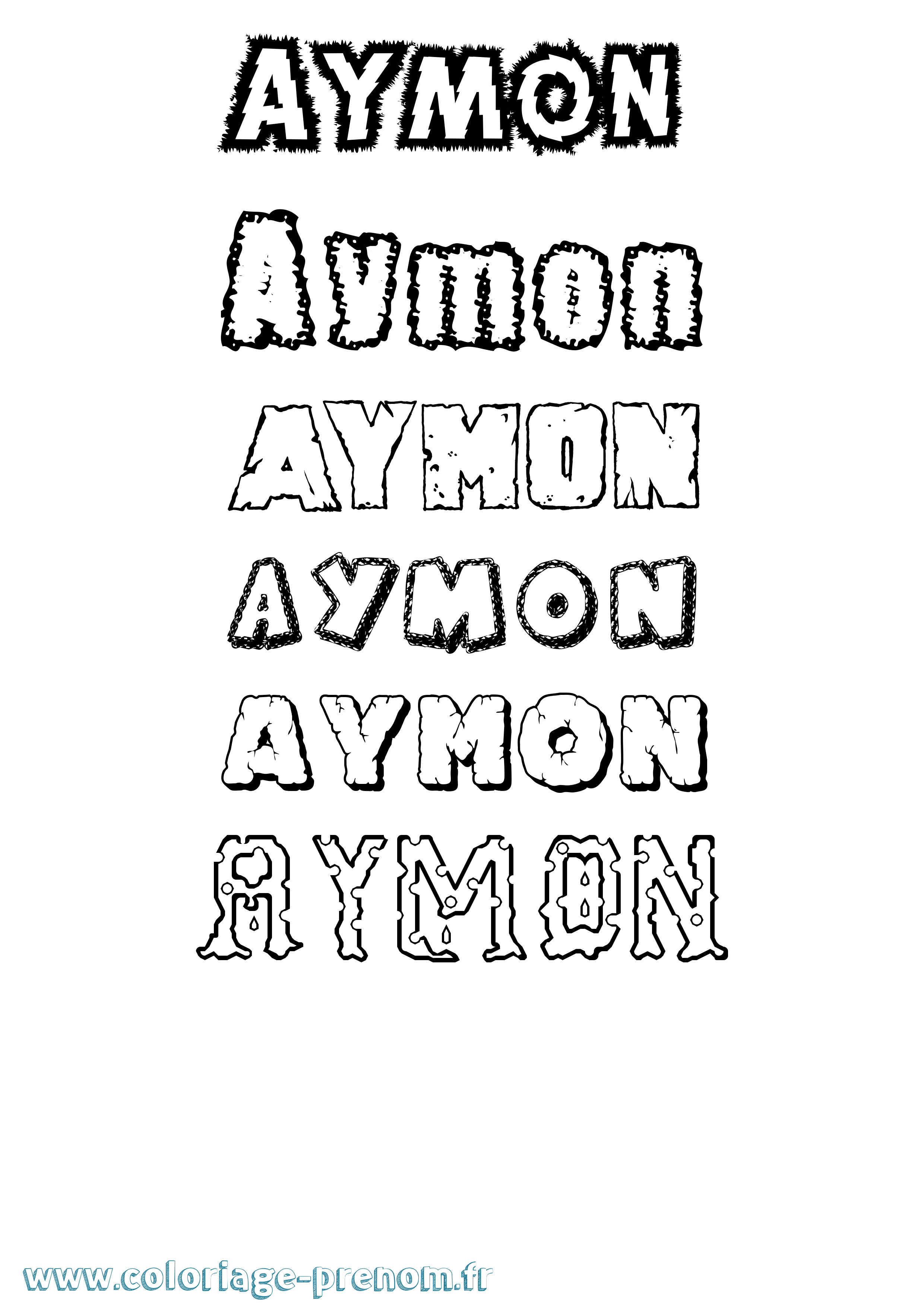 Coloriage prénom Aymon Destructuré