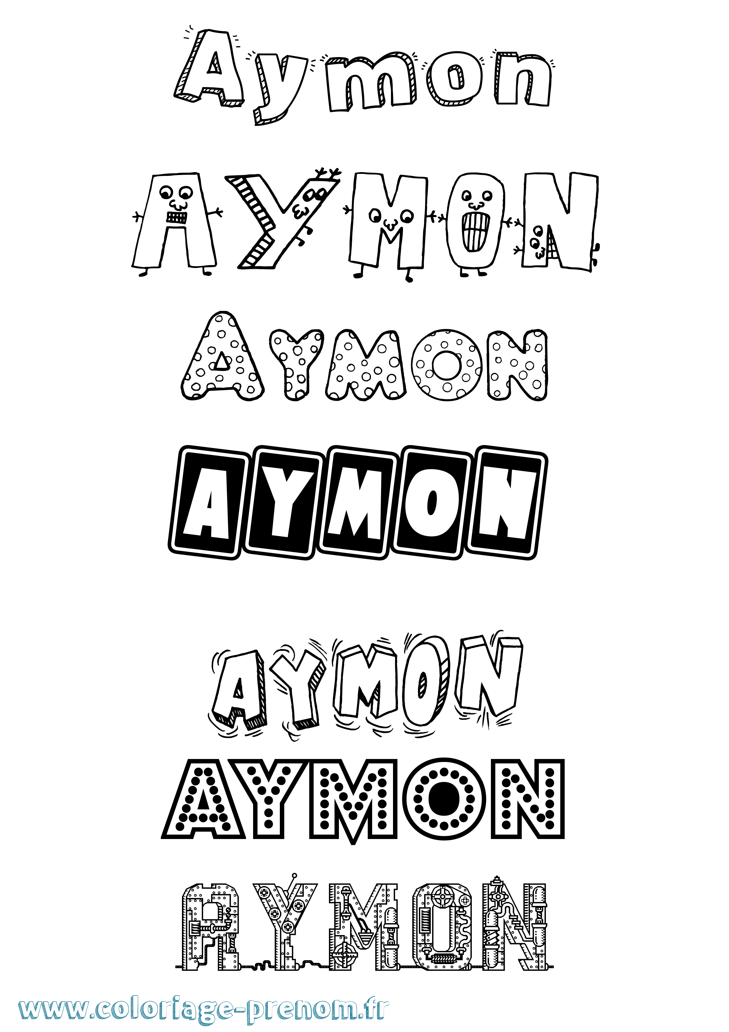 Coloriage prénom Aymon Fun