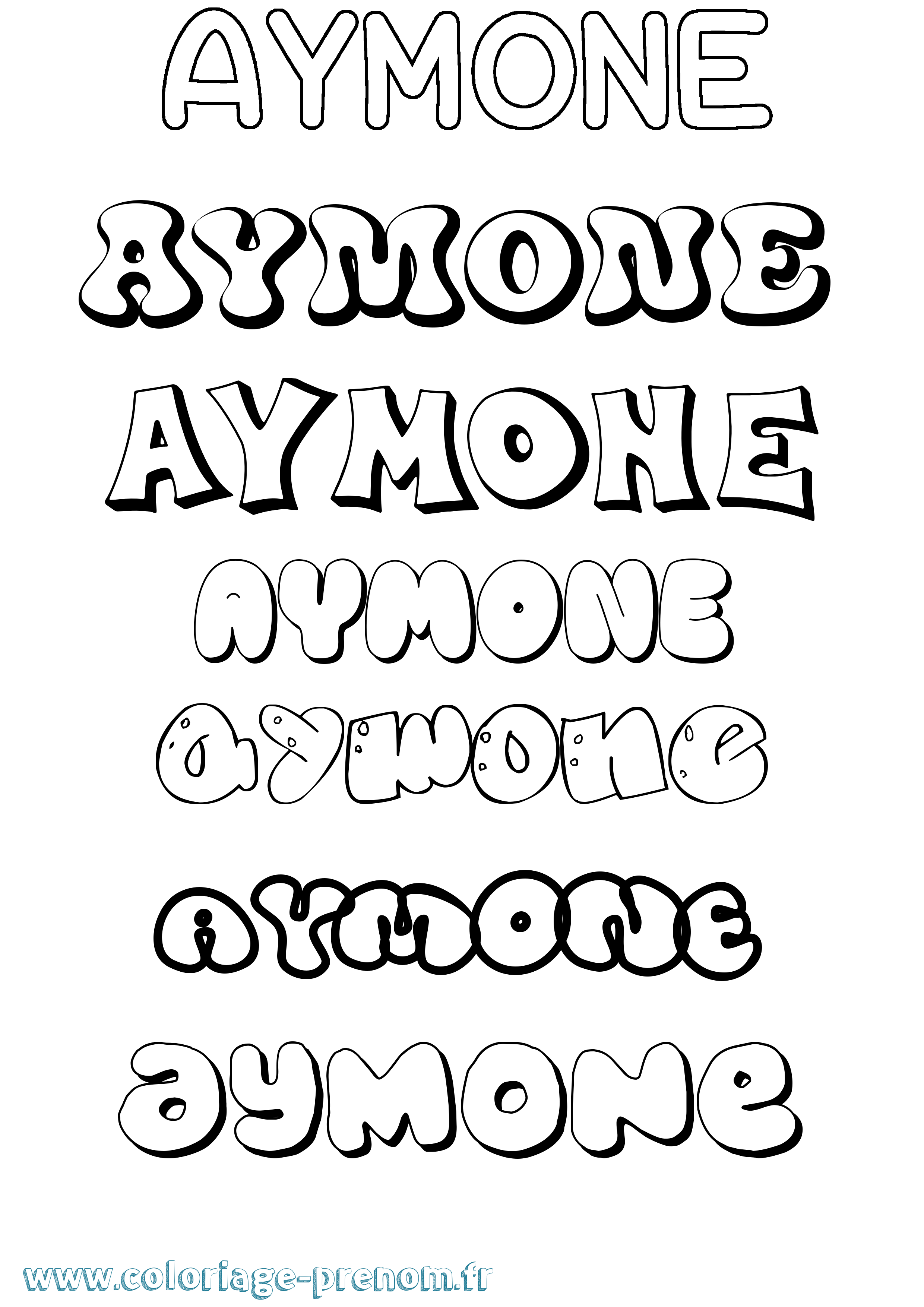 Coloriage prénom Aymone Bubble