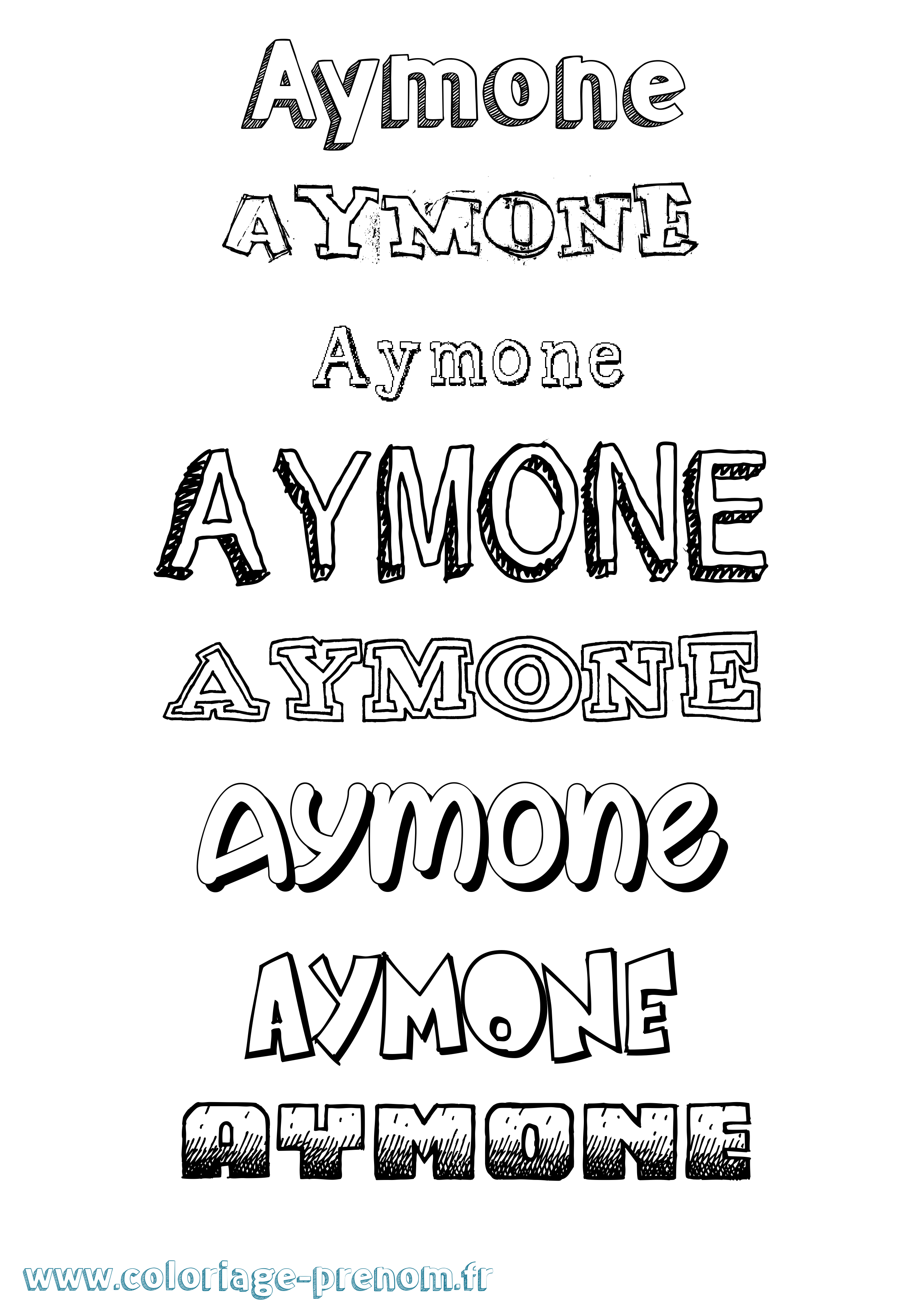 Coloriage prénom Aymone Dessiné
